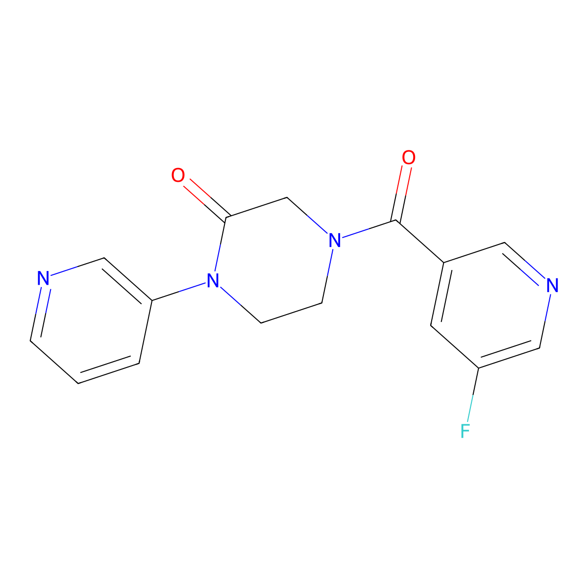 4-(5-Fluoropyridine-3-carbonyl)-1-(pyridin-3-yl)piperazin-2-one molecular structure, CAS 2097896-93-8