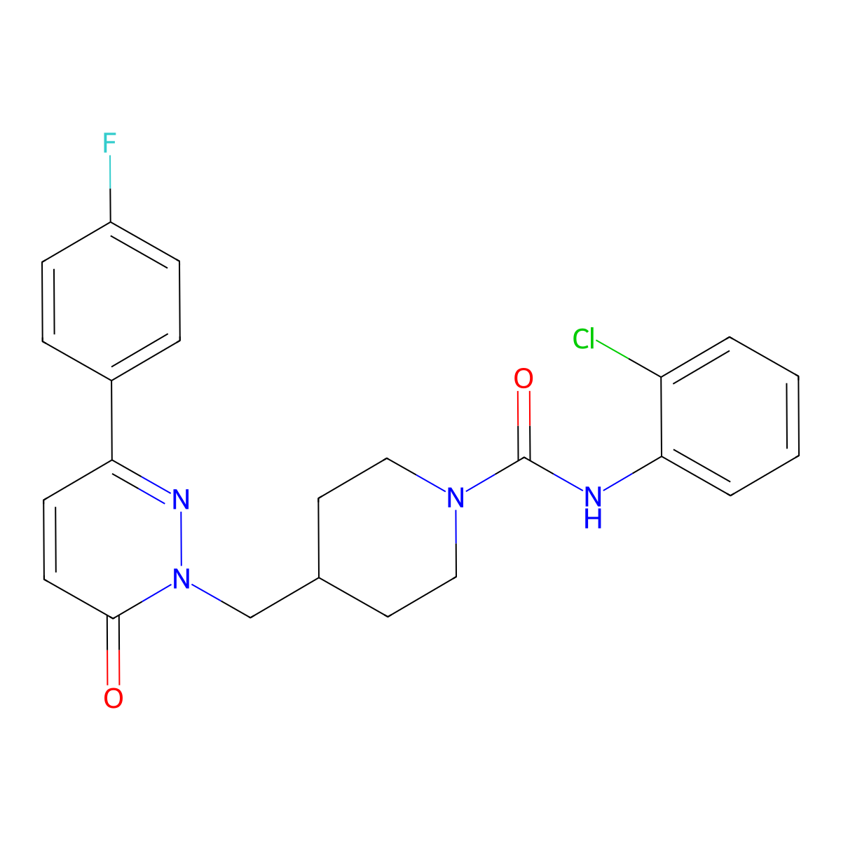 N-(2-chlorophenyl)-4-{[3-(4-fluorophenyl)-6-oxo-1,6-dihydropyridazin-1-yl]methyl}piperidine-1-carboxamide molecular structure, CAS 2097897-00-0
