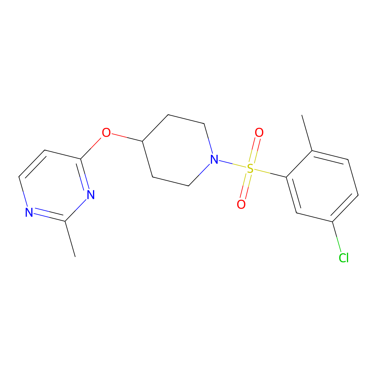 4-((1-((5-Chloro-2-methylphenyl)sulfonyl)piperidin-4-yl)oxy)-2-methylpyrimidine molecular structure, CAS 2097897-01-1