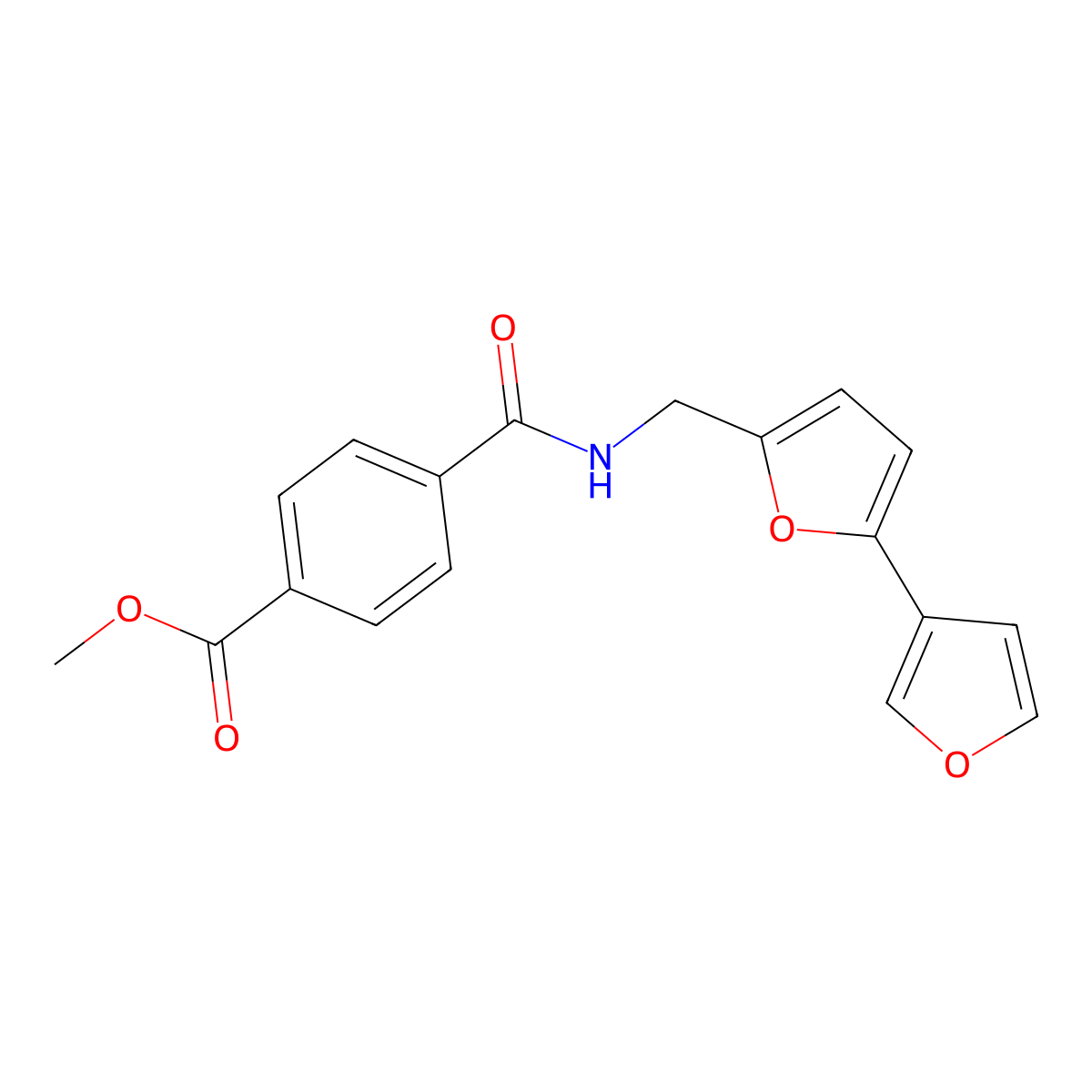 Methyl 4-[({[2,3'-bifuran]-5-yl}methyl)carbamoyl]benzoate molecular structure, CAS 2097897-04-4