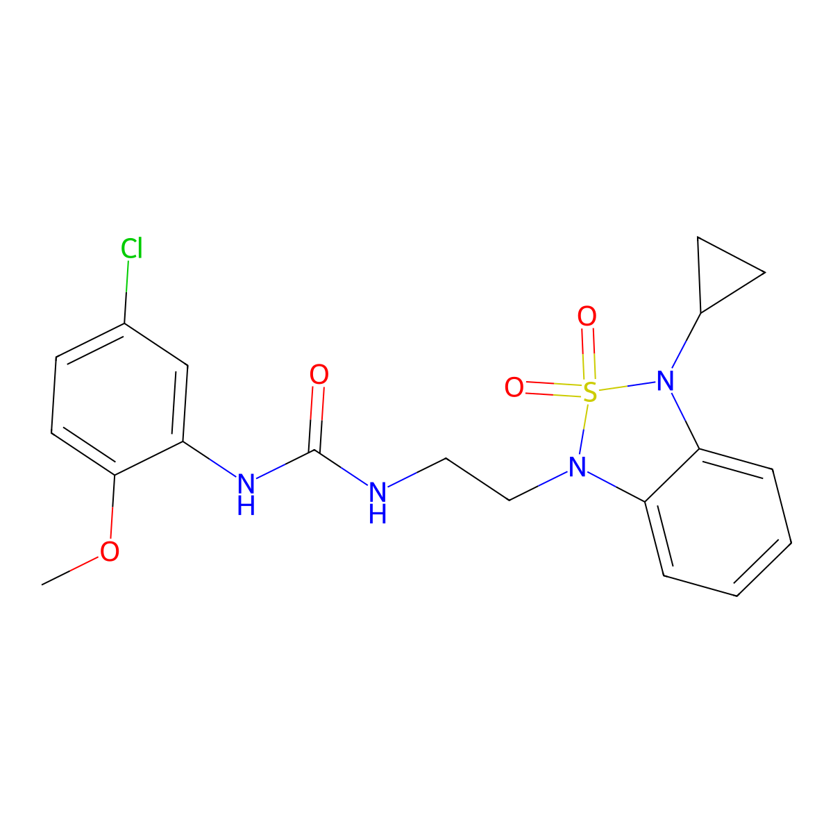 1-(5-Chloro-2-methoxyphenyl)-3-[2-(3-cyclopropyl-2,2-dioxo-1,3-dihydro-2lambda6,1,3-benzothiadiazol-1-yl)ethyl]urea molecular structure, CAS 2097897-10-2