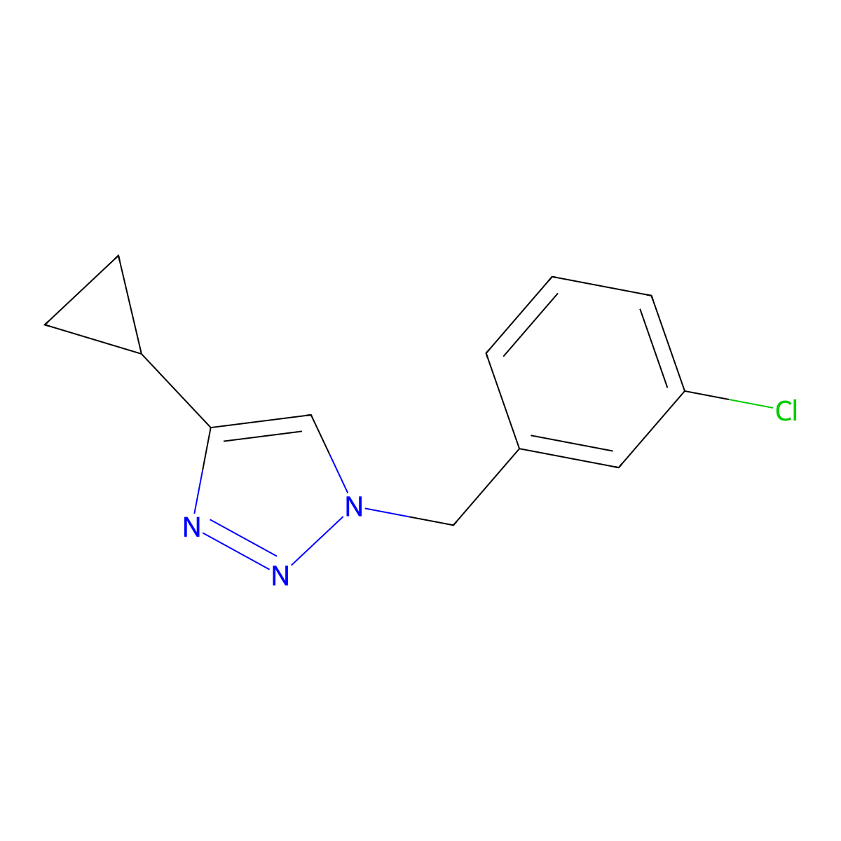 1-[(3-chlorophenyl)methyl]-4-cyclopropyl-1H-1,2,3-triazole molecular structure, CAS 2097897-16-8