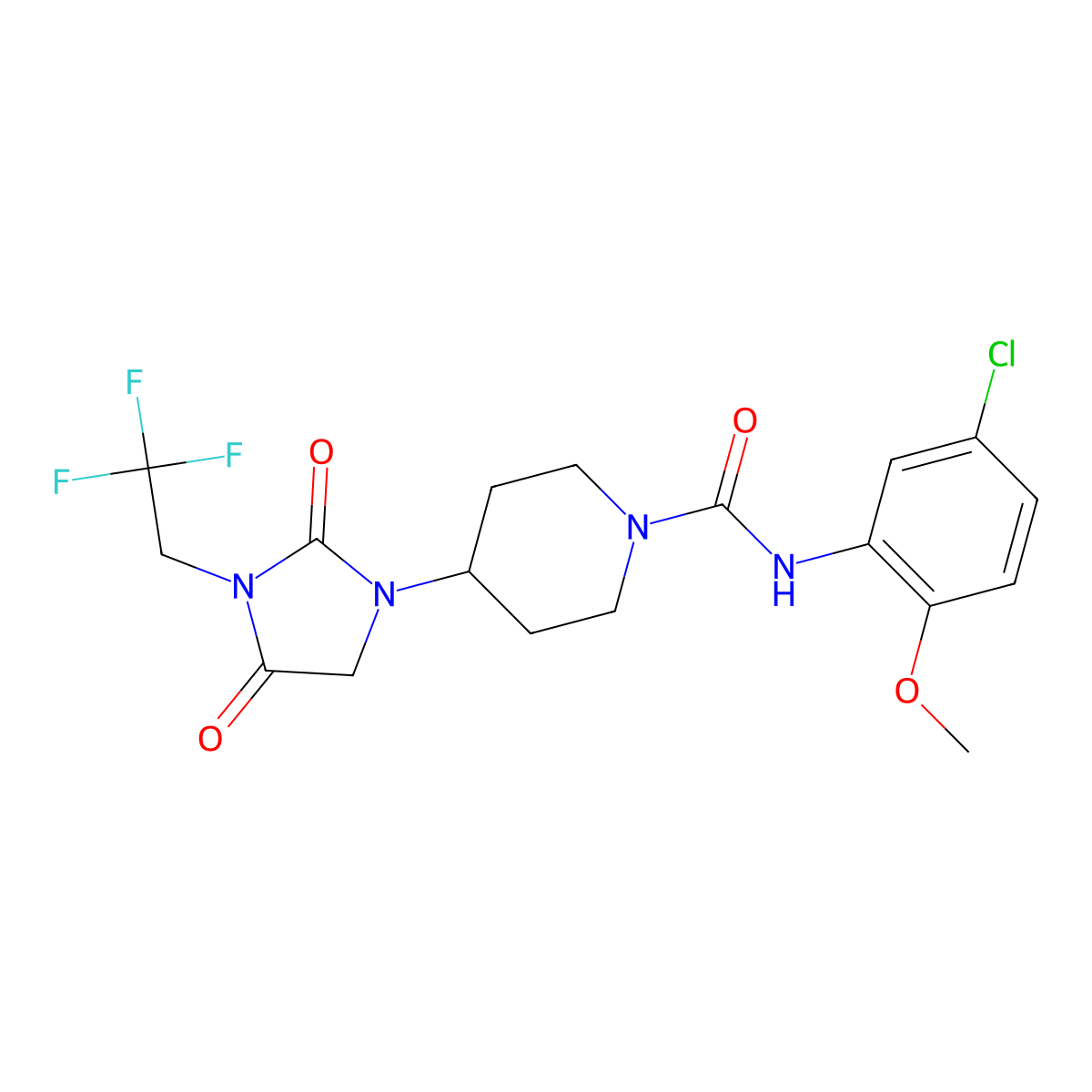 N-(5-chloro-2-methoxyphenyl)-4-[2,4-dioxo-3-(2,2,2-trifluoroethyl)imidazolidin-1-yl]piperidine-1-carboxamide molecular structure, CAS 2097897-17-9