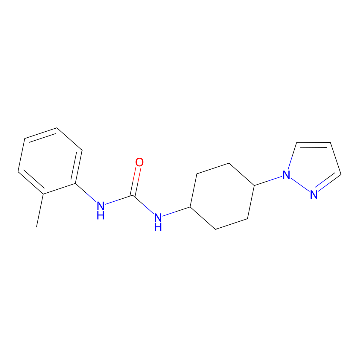 3-(2-methylphenyl)-1-[4-(1H-pyrazol-1-yl)cyclohexyl]urea molecular structure, CAS 2097897-34-0