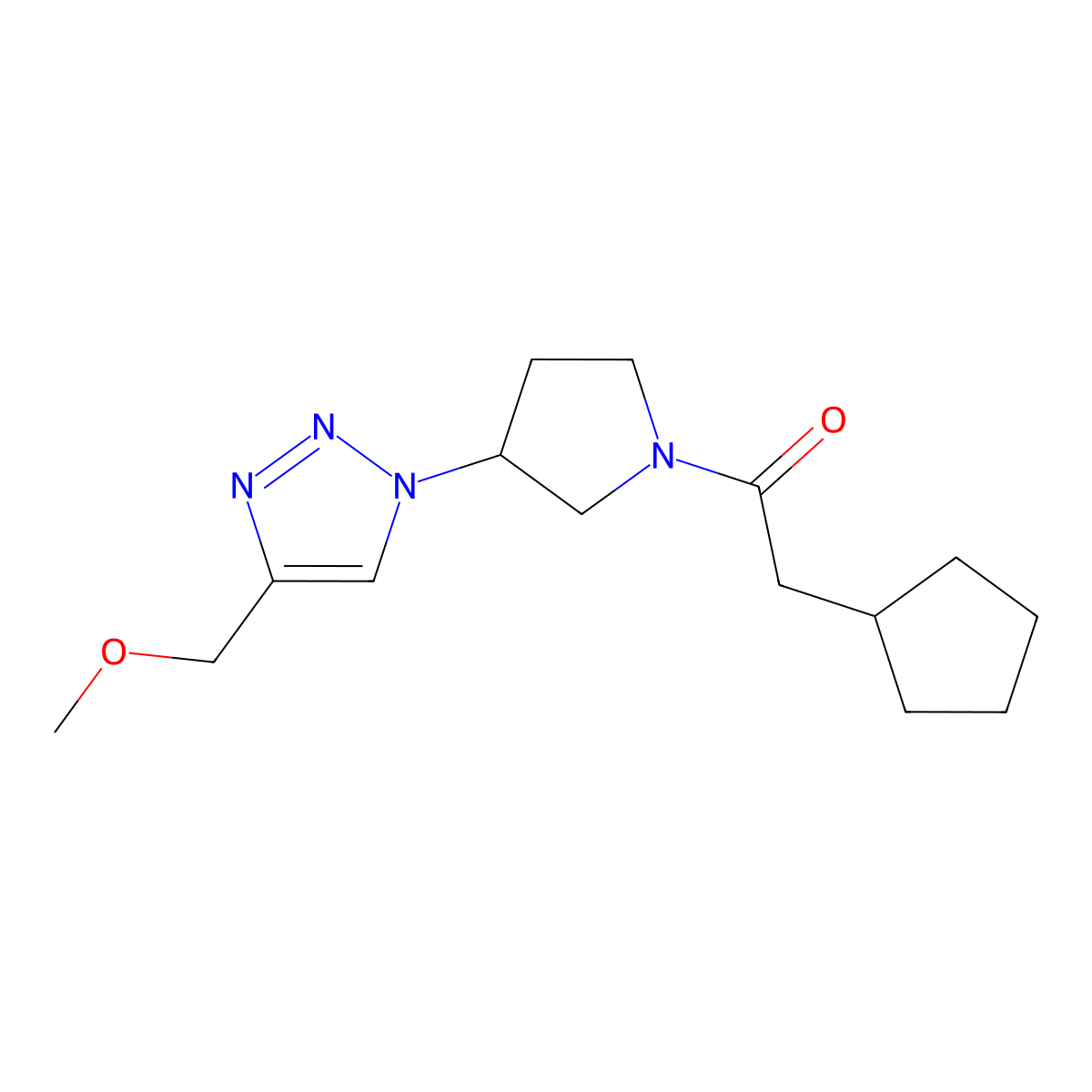 2-cyclopentyl-1-{3-[4-(methoxymethyl)-1H-1,2,3-triazol-1-yl]pyrrolidin-1-yl}ethan-1-one molecular structure, CAS 2097897-35-1