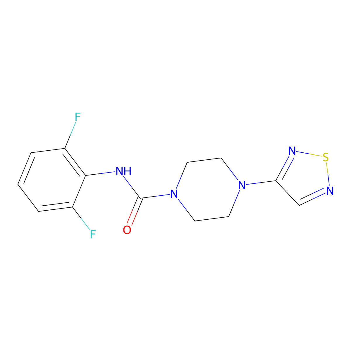 N-(2,6-difluorophenyl)-4-(1,2,5-thiadiazol-3-yl)piperazine-1-carboxamide molecular structure, CAS 2097897-38-4