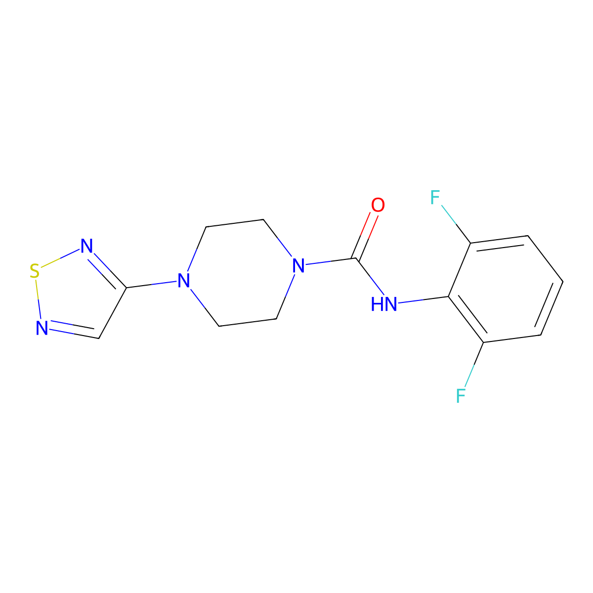 N-(2,6-difluorophenyl)-4-(1,2,5-thiadiazol-3-yl)piperazine-1-carboxamide molecular structure, CAS 2097897-38-4