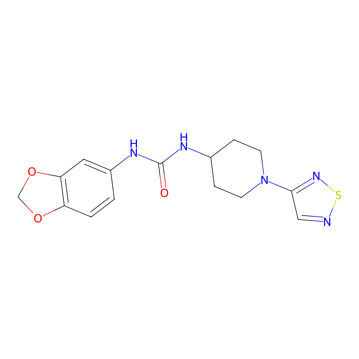 3-(2H-1,3-benzodioxol-5-yl)-1-[1-(1,2,5-thiadiazol-3-yl)piperidin-4-yl]urea molecular structure, CAS 2097897-41-9