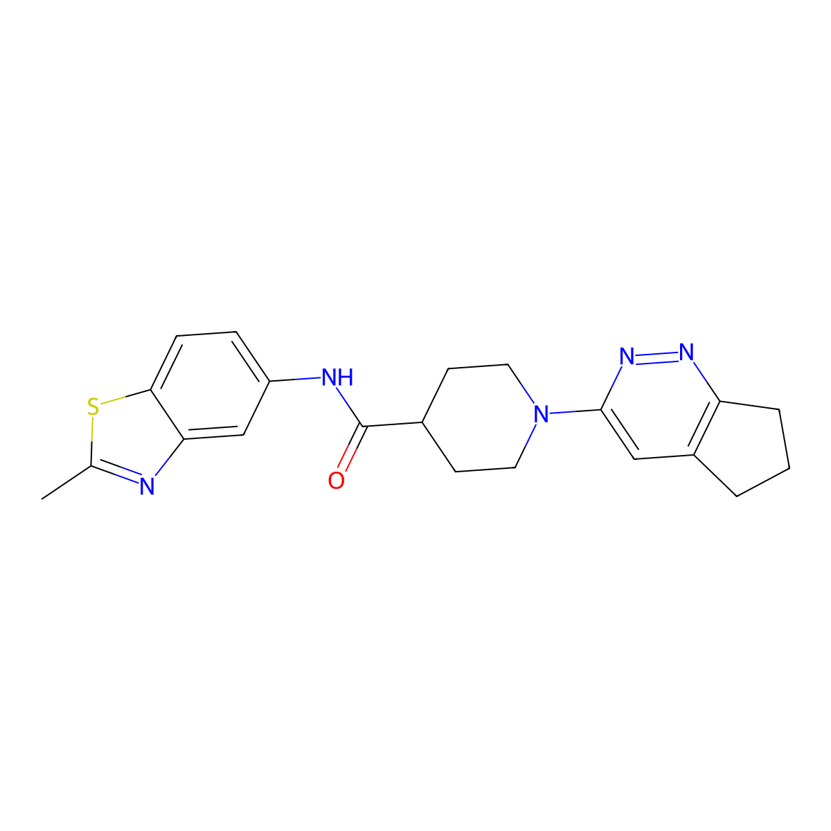 1-{5H,6H,7H-cyclopenta[c]pyridazin-3-yl}-N-(2-methyl-1,3-benzothiazol-5-yl)piperidine-4-carboxamide molecular structure, CAS 2097897-45-3