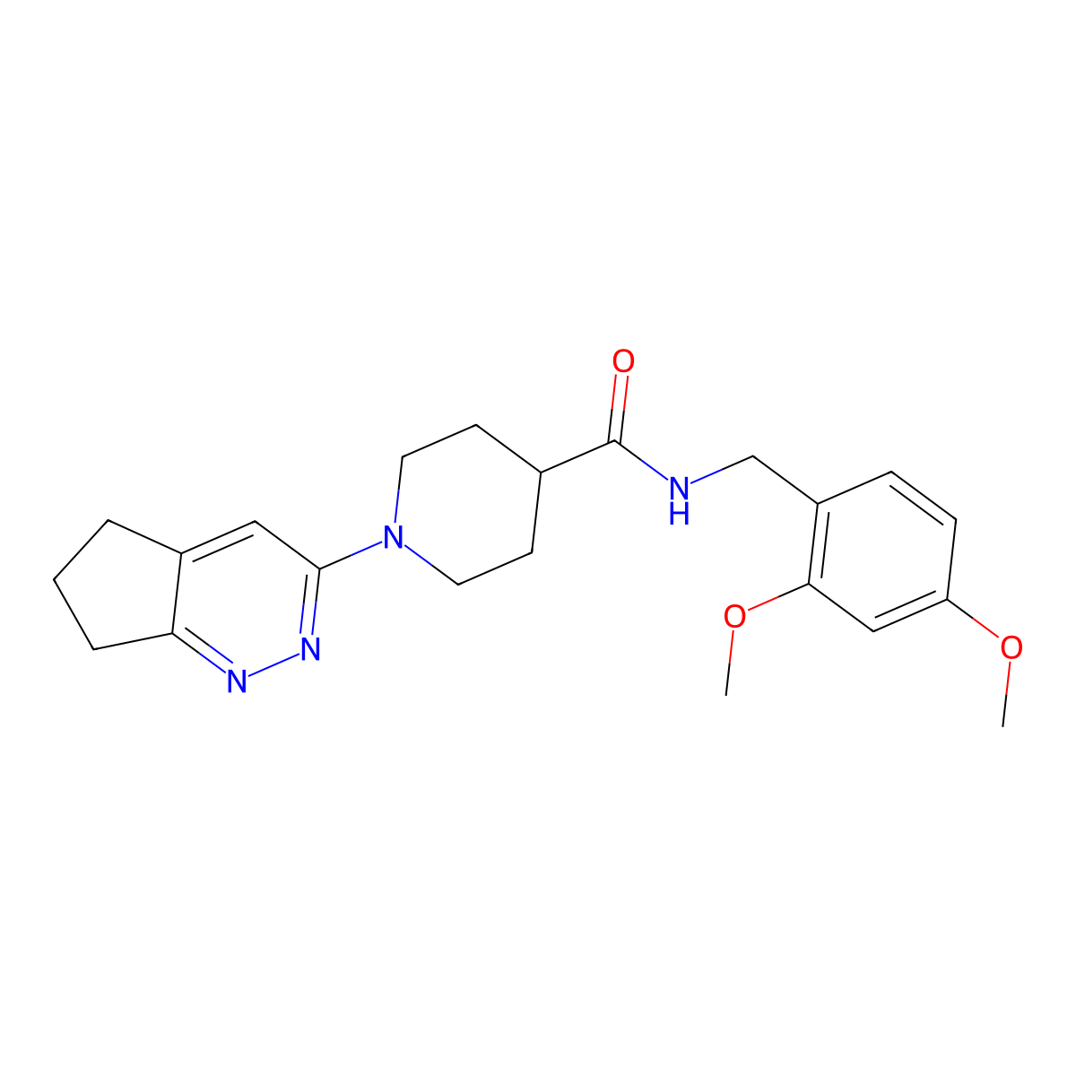 1-{5H,6H,7H-cyclopenta[c]pyridazin-3-yl}-N-[(2,4-dimethoxyphenyl)methyl]piperidine-4-carboxamide molecular structure, CAS 2097897-51-1