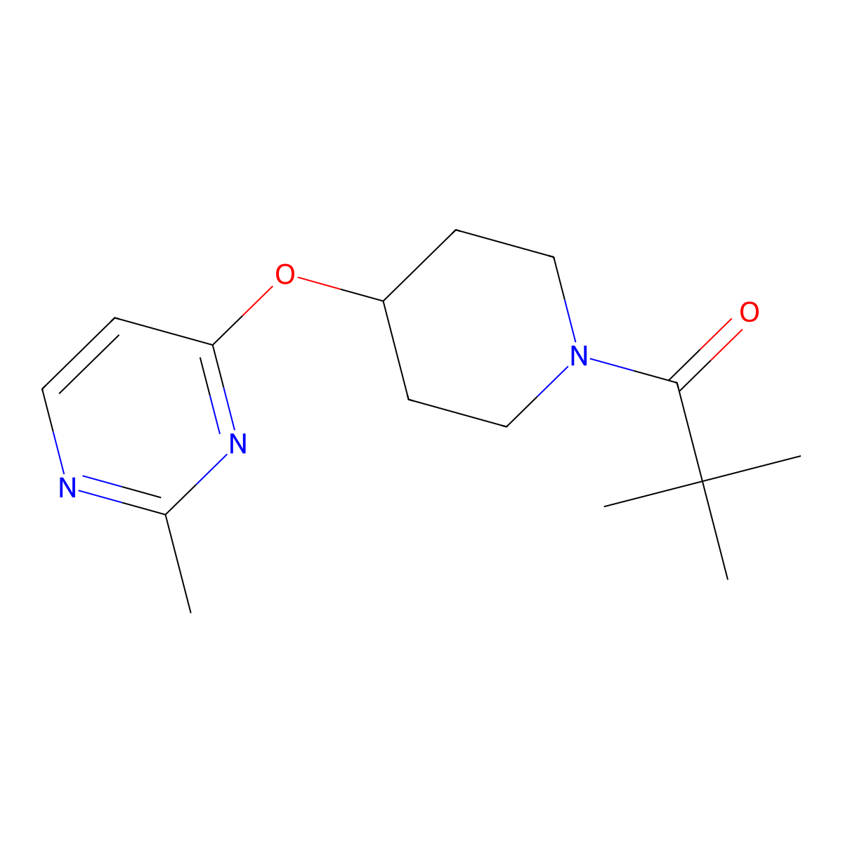 2,2-Dimethyl-1-{4-[(2-methylpyrimidin-4-yl)oxy]piperidin-1-yl}propan-1-one molecular structure, CAS 2097897-52-2