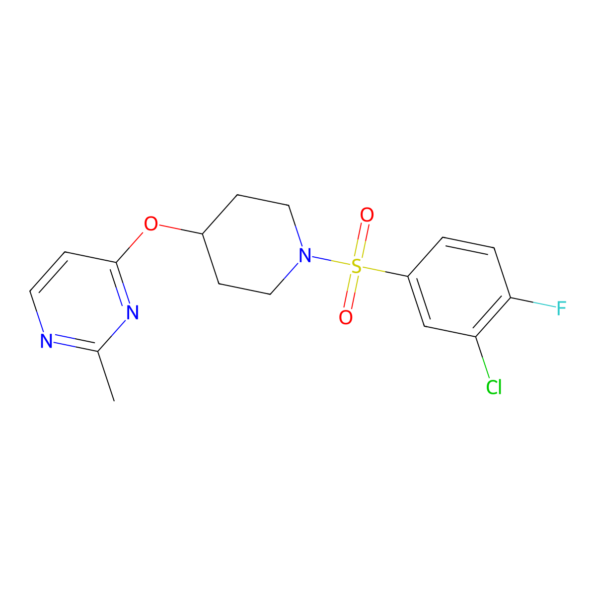 4-{[1-(3-Chloro-4-fluorobenzenesulfonyl)piperidin-4-yl]oxy}-2-methylpyrimidine molecular structure, CAS 2097897-54-4