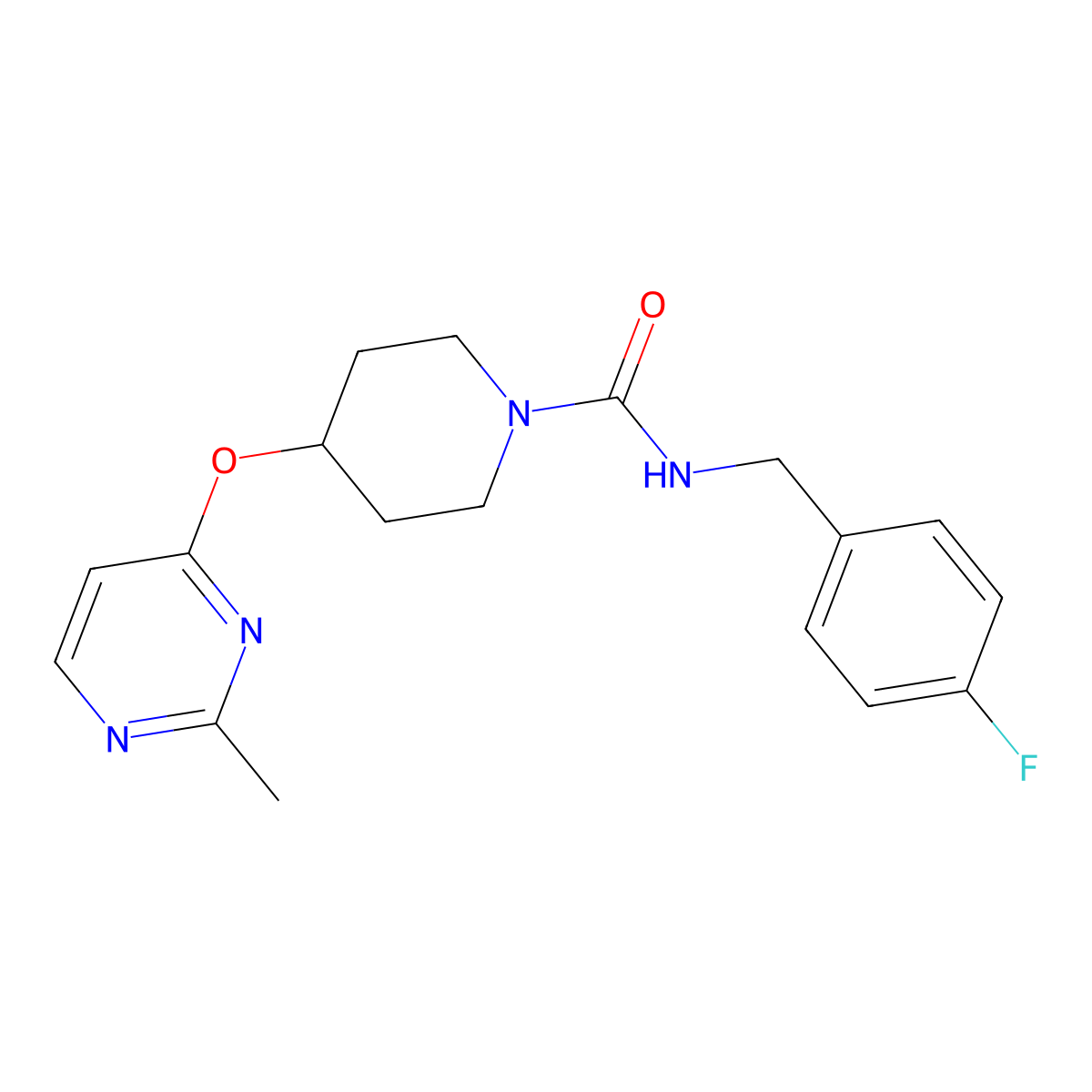 N-(4-fluorobenzyl)-4-((2-methylpyrimidin-4-yl)oxy)piperidine-1-carboxamide molecular structure, CAS 2097897-55-5