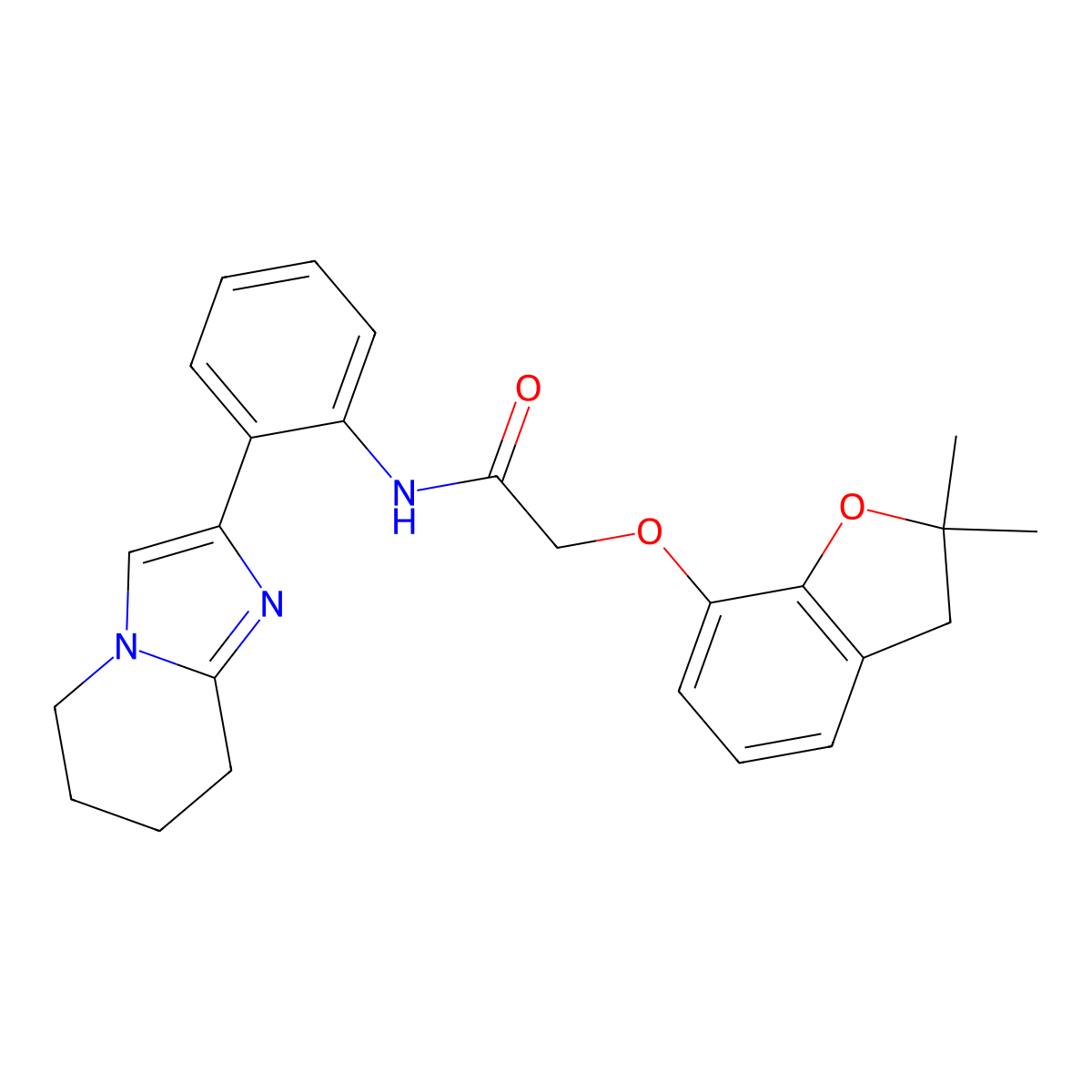 2-((2,2-dimethyl-2,3-dihydrobenzofuran-7-yl)oxy)-N-(2-(5,6,7,8-tetrahydroimidazo[1,2-a]pyridin-2-yl)phenyl)acetamide molecular structure, CAS 2097897-58-8