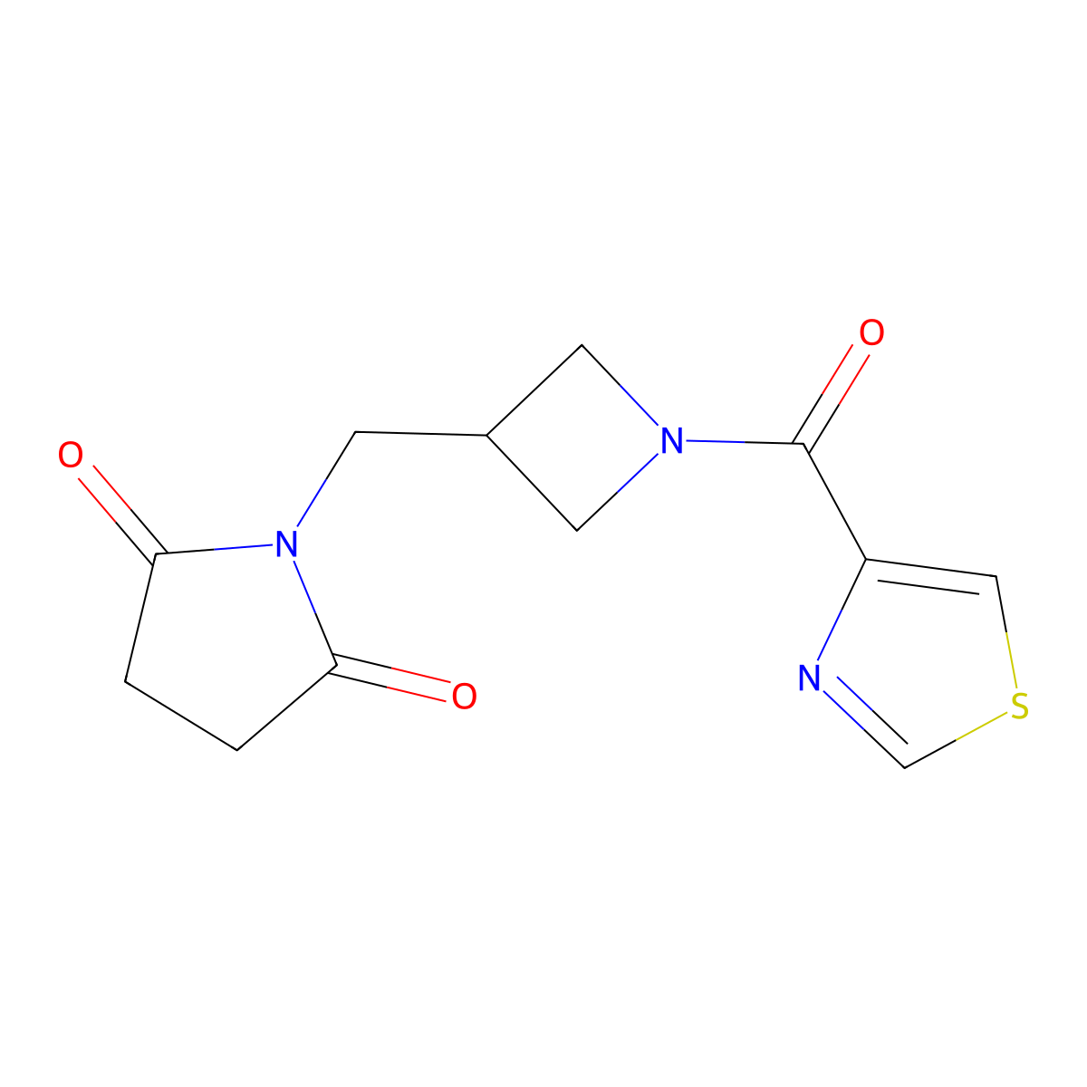 1-{[1-(1,3-Thiazole-4-carbonyl)azetidin-3-yl]methyl}pyrrolidine-2,5-dione molecular structure, CAS 2097897-59-9