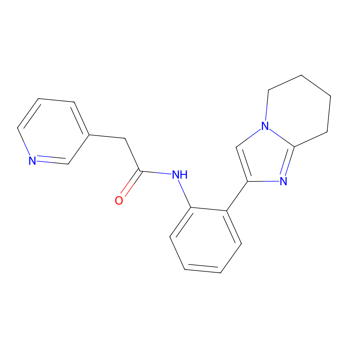 2-(pyridin-3-yl)-N-(2-(5,6,7,8-tetrahydroimidazo[1,2-a]pyridin-2-yl)phenyl)acetamide molecular structure, CAS 2097897-62-4