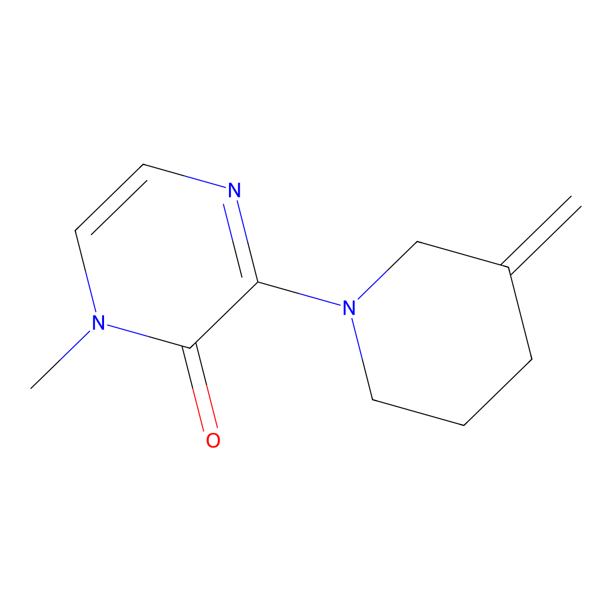1-Methyl-3-(3-methylidenepiperidin-1-yl)-1,2-dihydropyrazin-2-one molecular structure, CAS 2097897-63-5