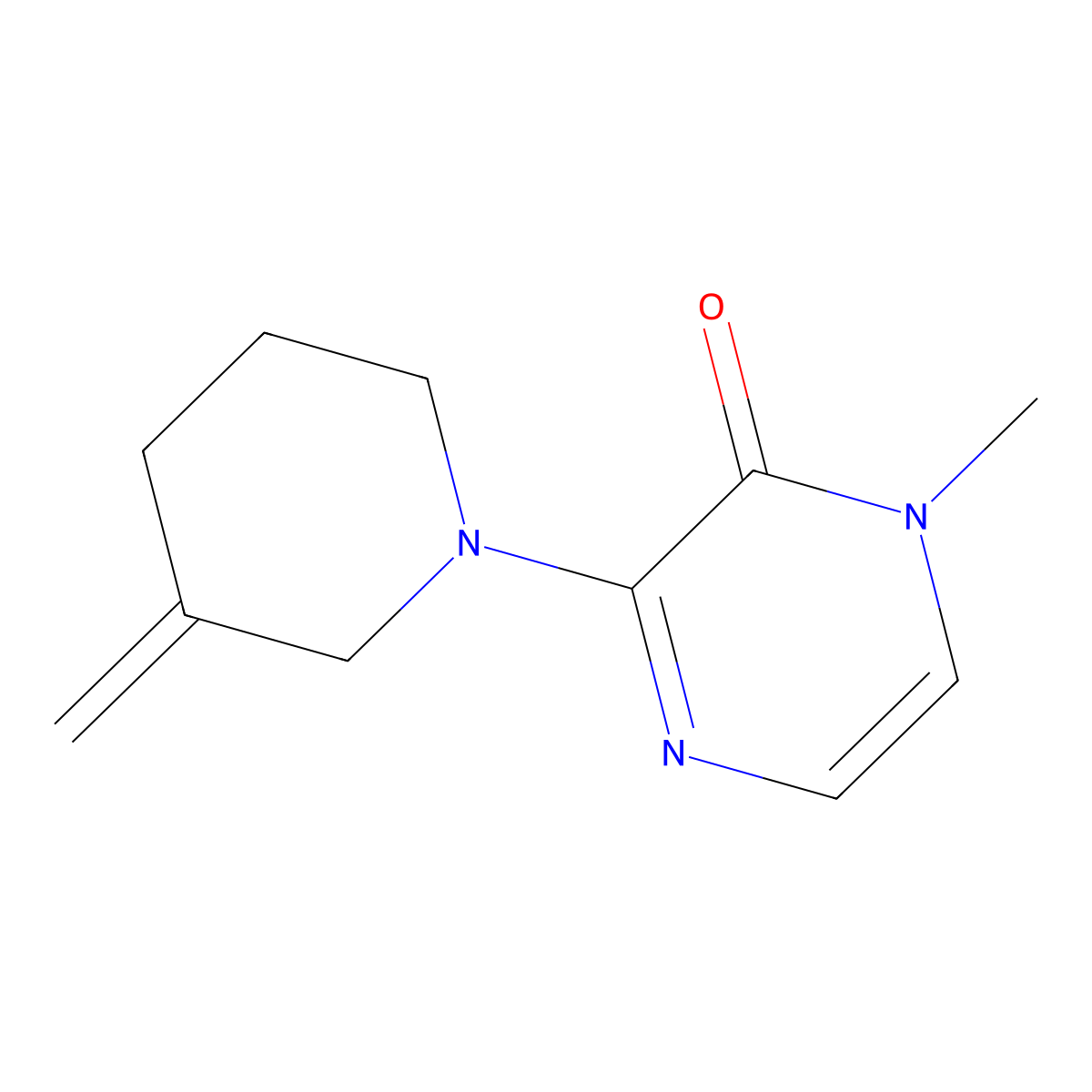 1-Methyl-3-(3-methylidenepiperidin-1-yl)-1,2-dihydropyrazin-2-one molecular structure, CAS 2097897-63-5