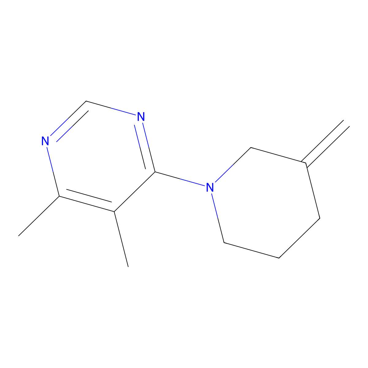 4,5-Dimethyl-6-(3-methylidenepiperidin-1-yl)pyrimidine molecular structure, CAS 2097897-67-9