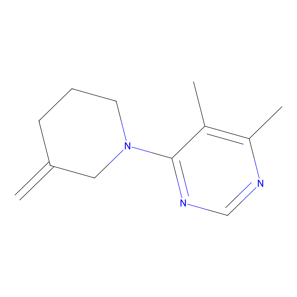4,5-Dimethyl-6-(3-methylidenepiperidin-1-yl)pyrimidine molecular structure, CAS 2097897-67-9