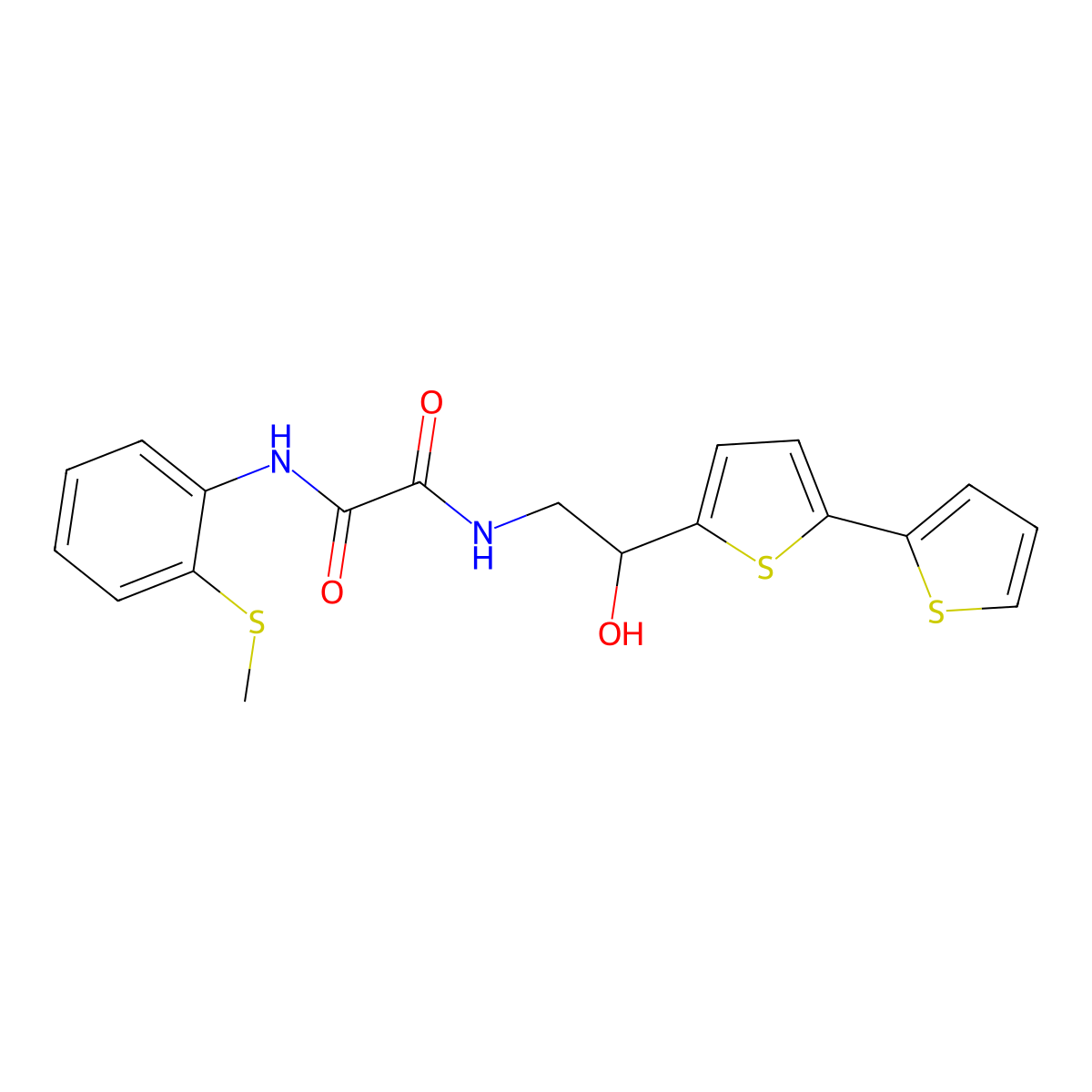 N-(2-{[2,2'-bithiophene]-5-yl}-2-hydroxyethyl)-N'-[2-(methylsulfanyl)phenyl]ethanediamide molecular structure, CAS 2097897-71-5