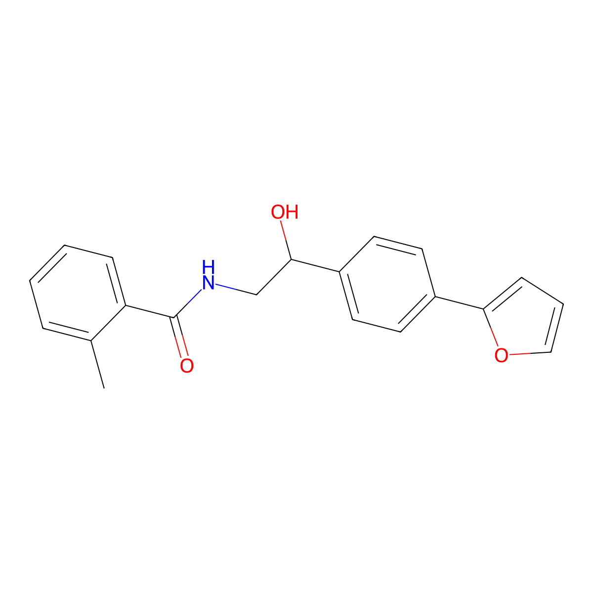 N-{2-[4-(furan-2-yl)phenyl]-2-hydroxyethyl}-2-methylbenzamide molecular structure, CAS 2097897-72-6