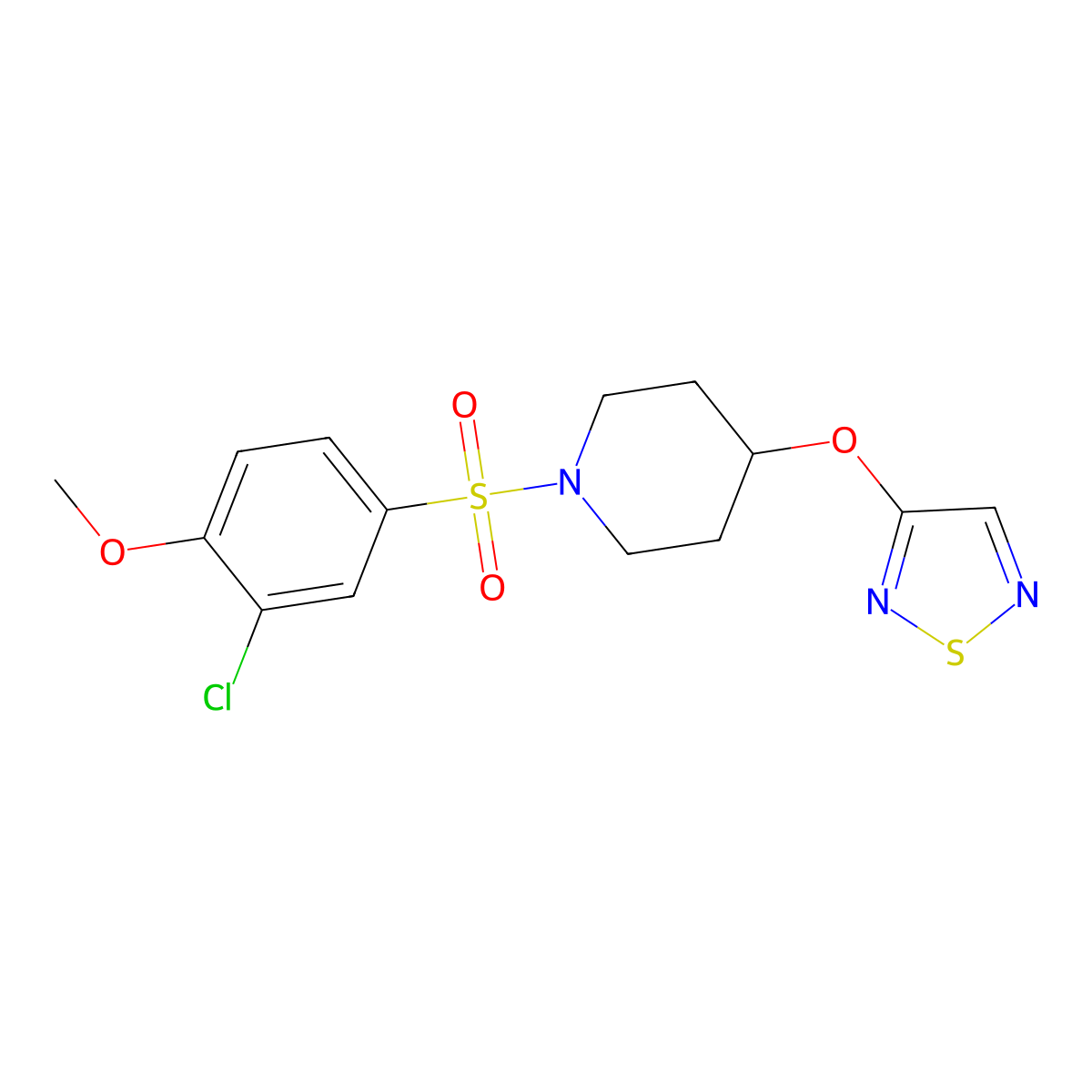 1-(3-Chloro-4-methoxybenzenesulfonyl)-4-(1,2,5-thiadiazol-3-yloxy)piperidine molecular structure, CAS 2097897-73-7