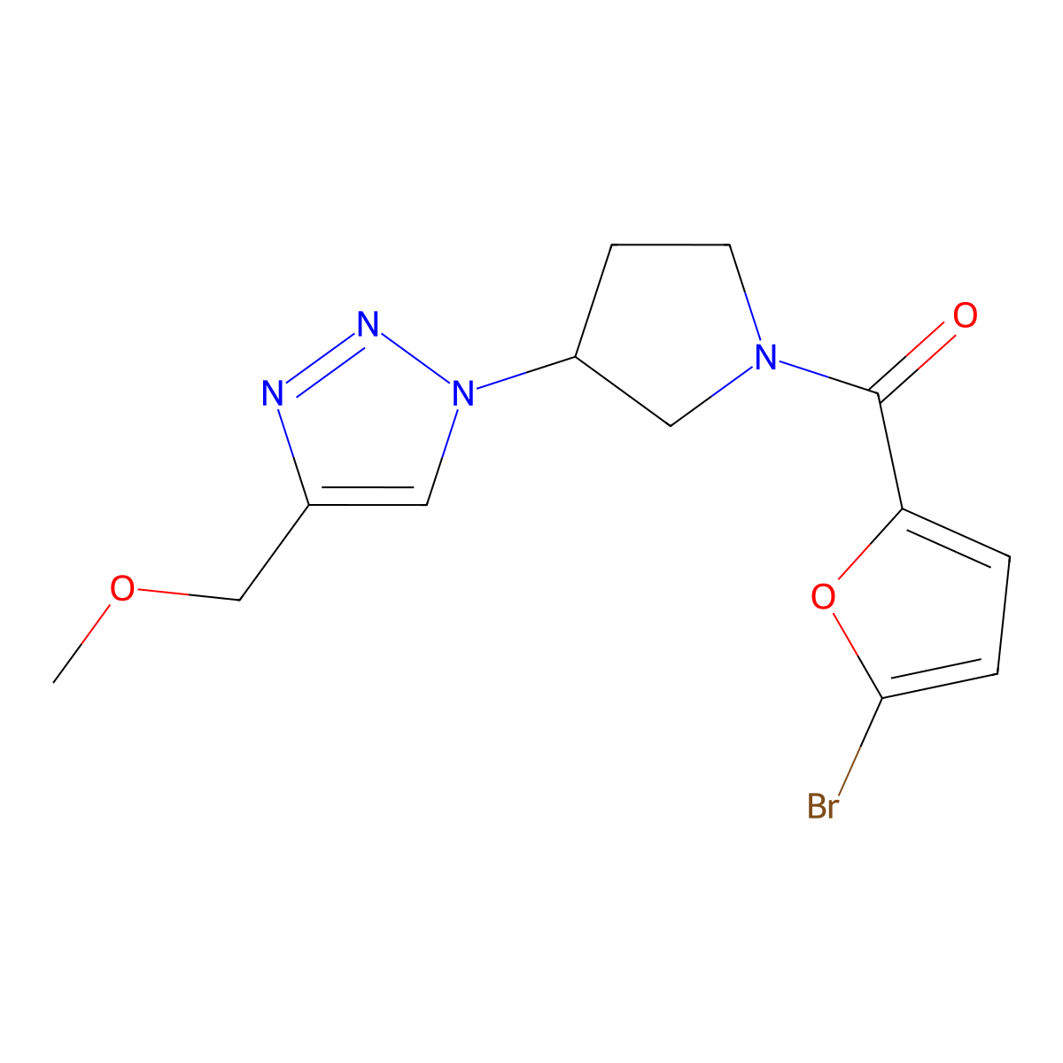 1-[1-(5-bromofuran-2-carbonyl)pyrrolidin-3-yl]-4-(methoxymethyl)-1H-1,2,3-triazole molecular structure, CAS 2097897-74-8