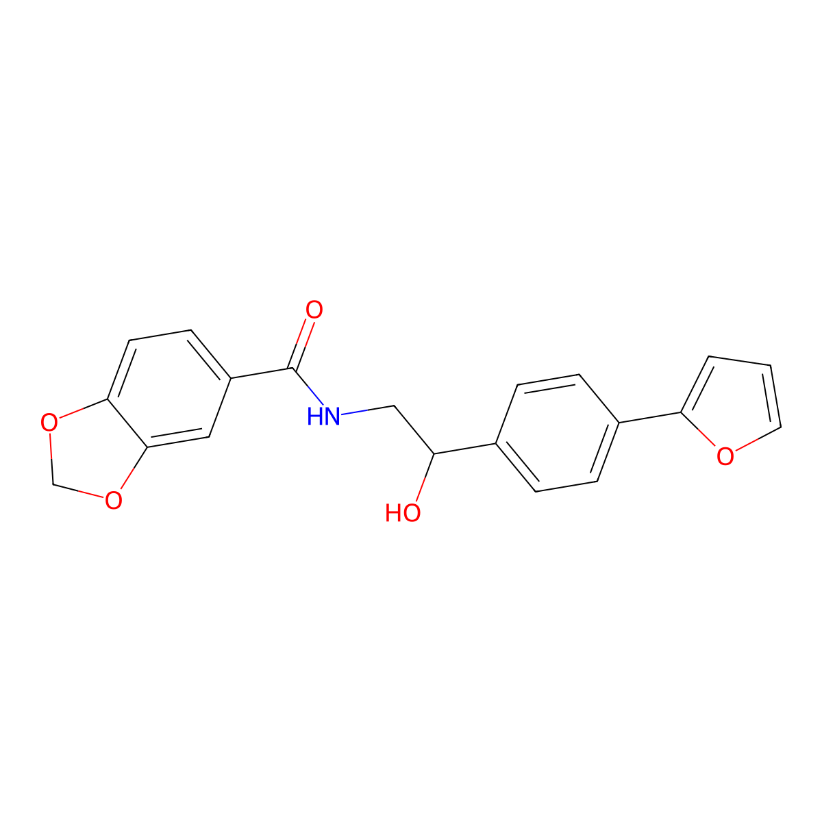 N-{2-[4-(furan-2-yl)phenyl]-2-hydroxyethyl}-2H-1,3-benzodioxole-5-carboxamide molecular structure, CAS 2097897-78-2