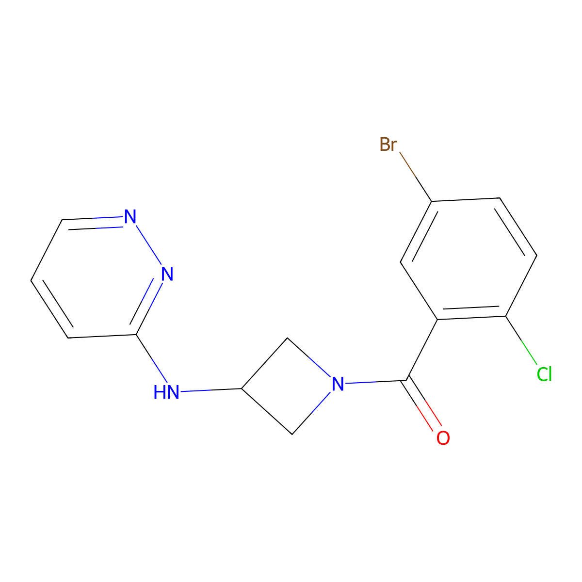 N-[1-(5-bromo-2-chlorobenzoyl)azetidin-3-yl]pyridazin-3-amine molecular structure, CAS 2097897-79-3
