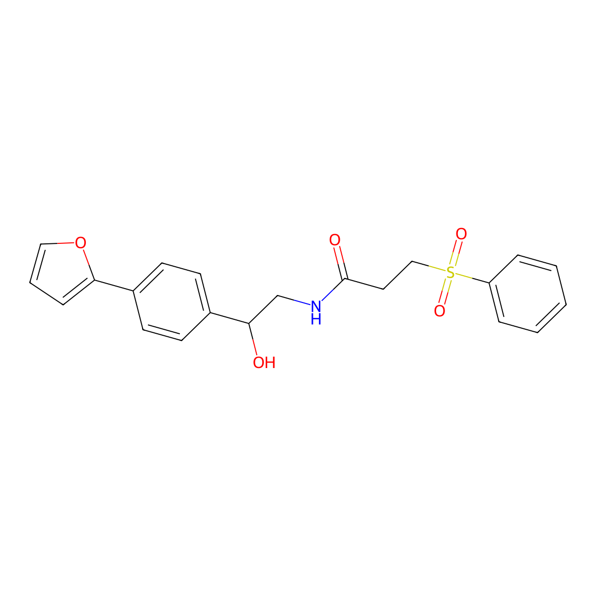 3-(benzenesulfonyl)-N-{2-[4-(furan-2-yl)phenyl]-2-hydroxyethyl}propanamide molecular structure, CAS 2097897-80-6