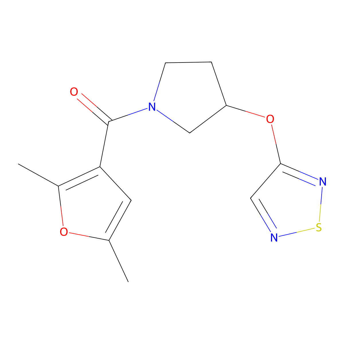 3-{[1-(2,5-Dimethylfuran-3-carbonyl)pyrrolidin-3-yl]oxy}-1,2,5-thiadiazole molecular structure, CAS 2097897-82-8