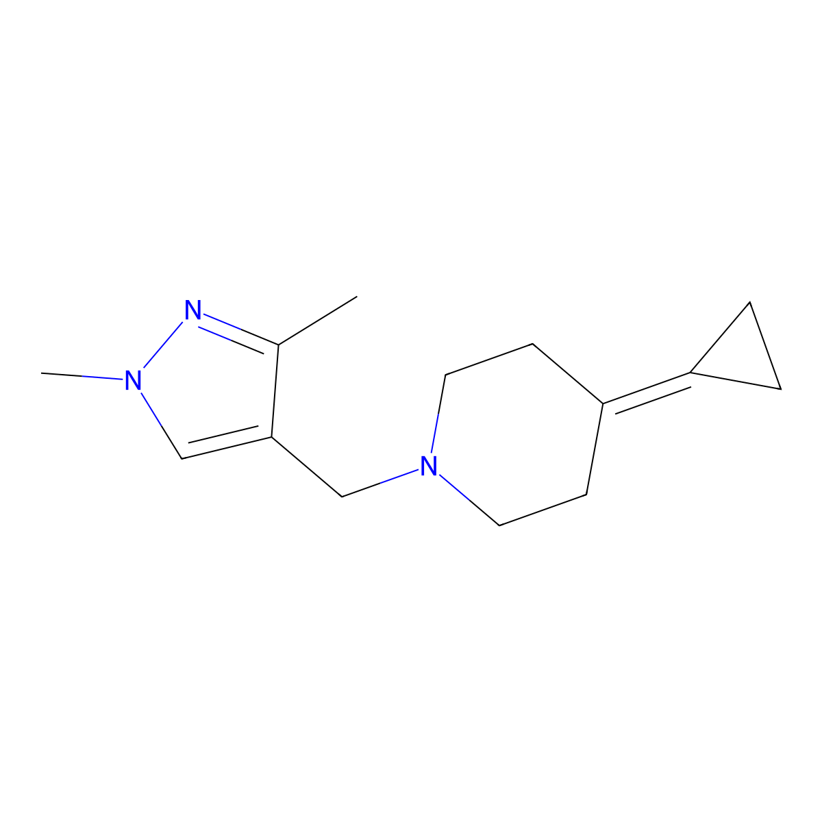 4-cyclopropylidene-1-[(1,3-dimethyl-1H-pyrazol-4-yl)methyl]piperidine molecular structure, CAS 2097897-83-9