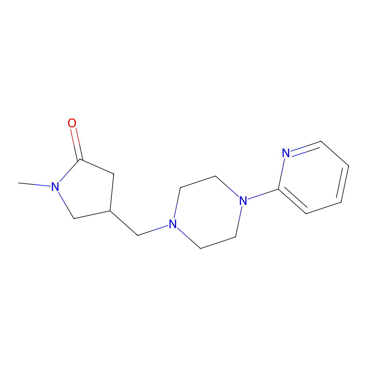 1-Methyl-4-{[4-(pyridin-2-yl)piperazin-1-yl]methyl}pyrrolidin-2-one molecular structure, CAS 2097897-84-0