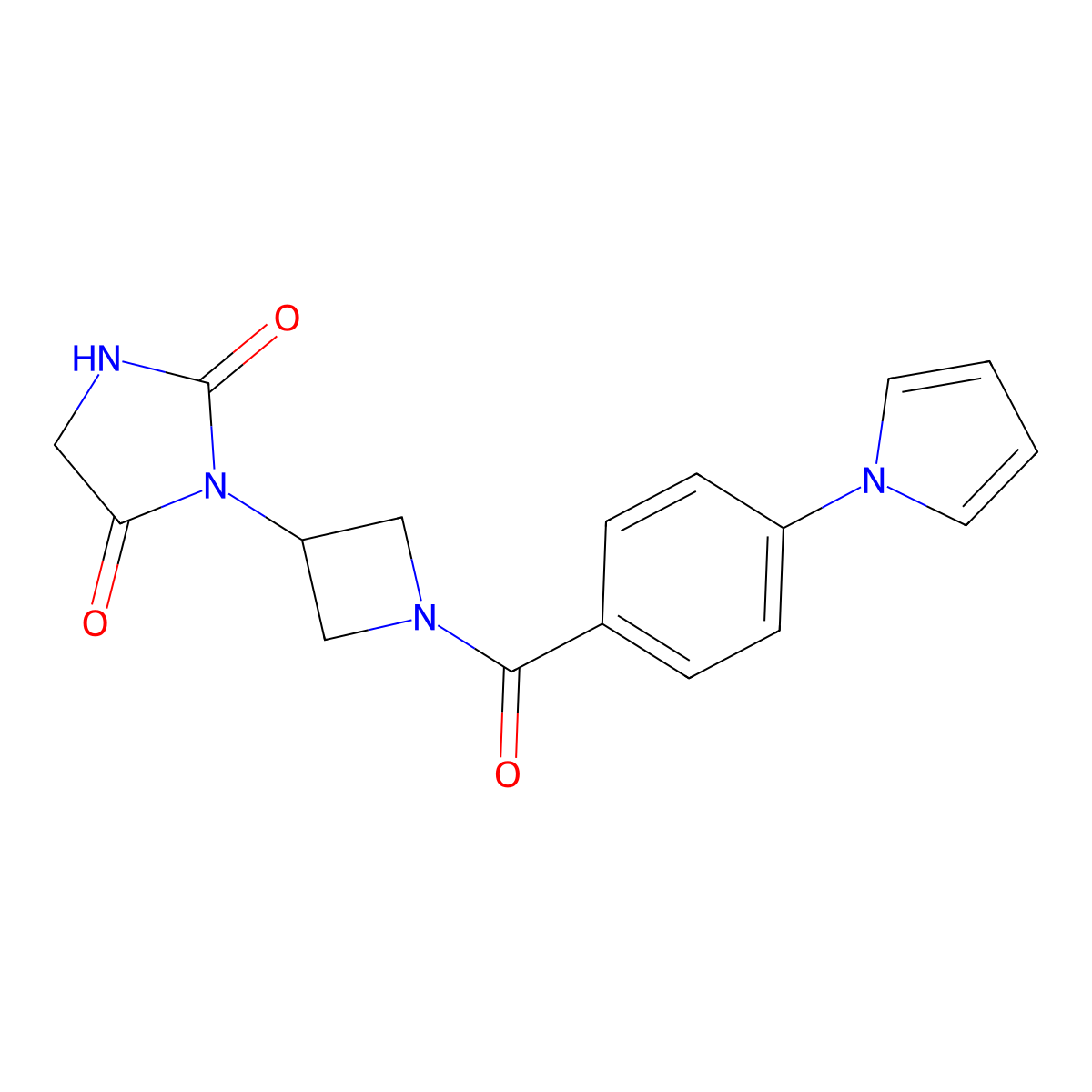 3-{1-[4-(1H-pyrrol-1-yl)benzoyl]azetidin-3-yl}imidazolidine-2,4-dione molecular structure, CAS 2097897-86-2