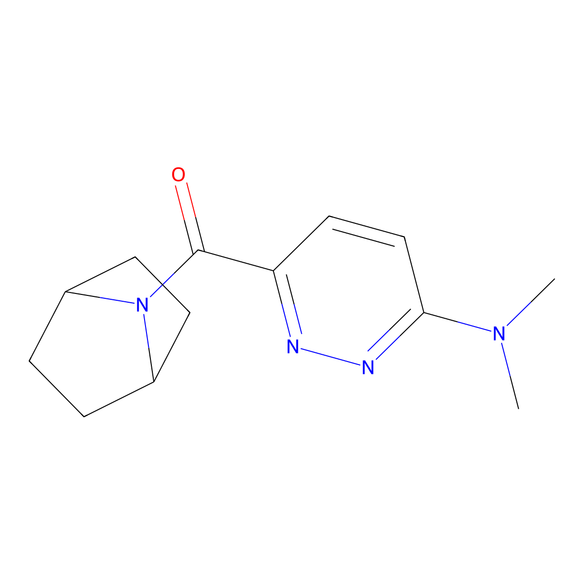 6-{7-azabicyclo[2.2.1]heptane-7-carbonyl}-N,N-dimethylpyridazin-3-amine molecular structure, CAS 2097897-88-4