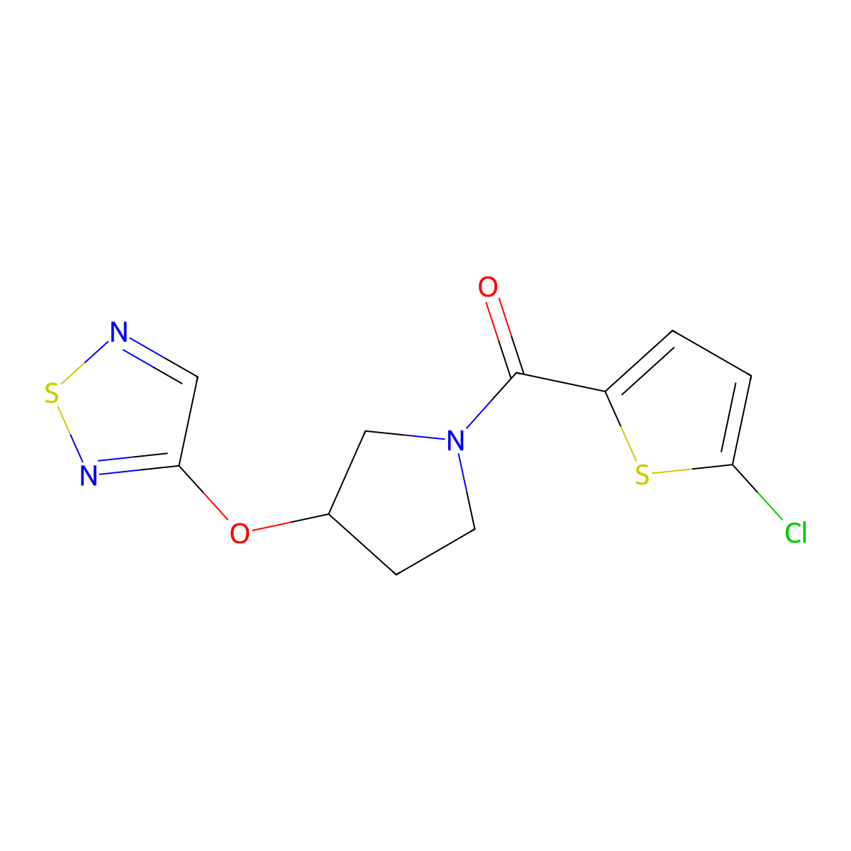 3-{[1-(5-Chlorothiophene-2-carbonyl)pyrrolidin-3-yl]oxy}-1,2,5-thiadiazole molecular structure, CAS 2097897-94-2