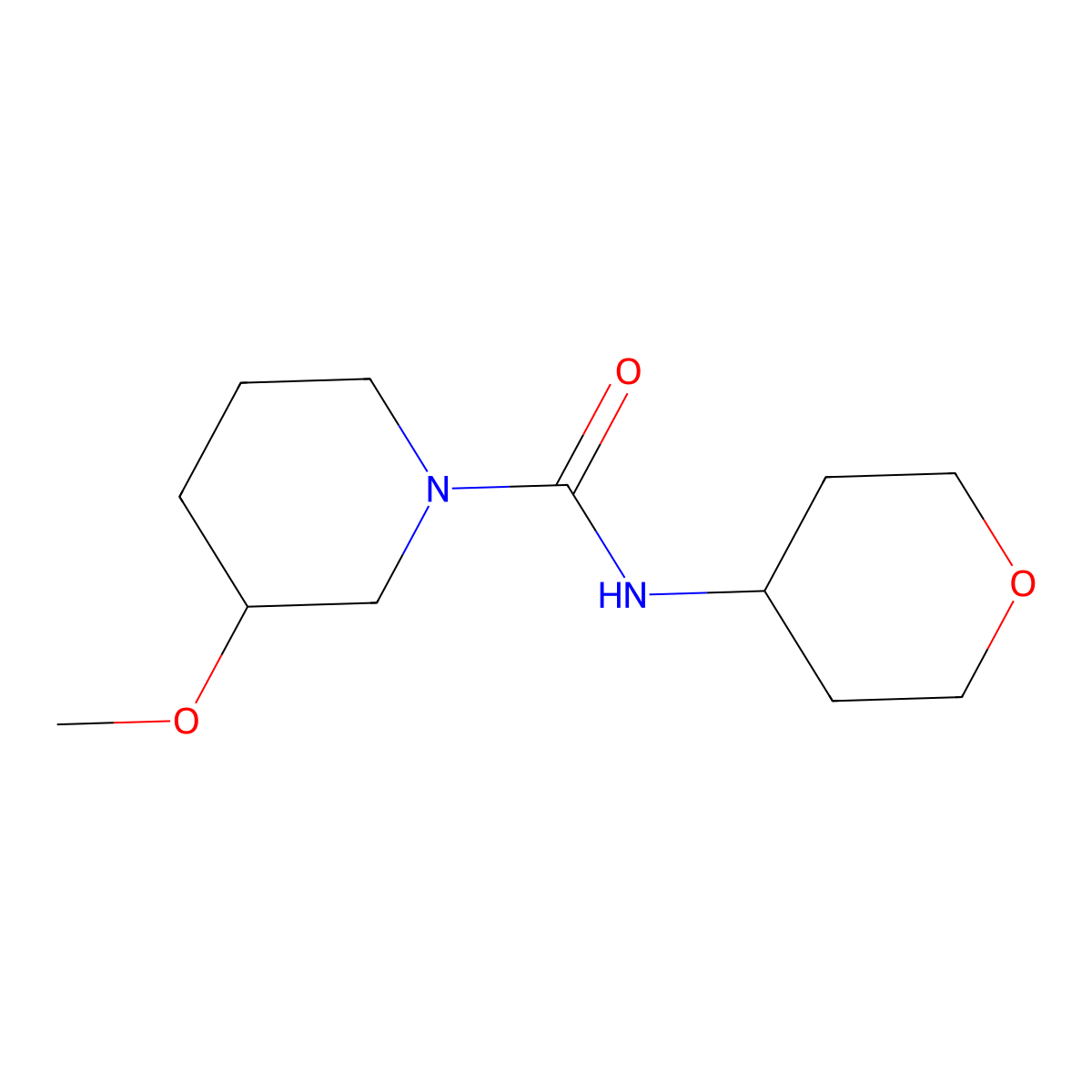 3-methoxy-N-(oxan-4-yl)piperidine-1-carboxamide molecular structure, CAS 2097897-97-5