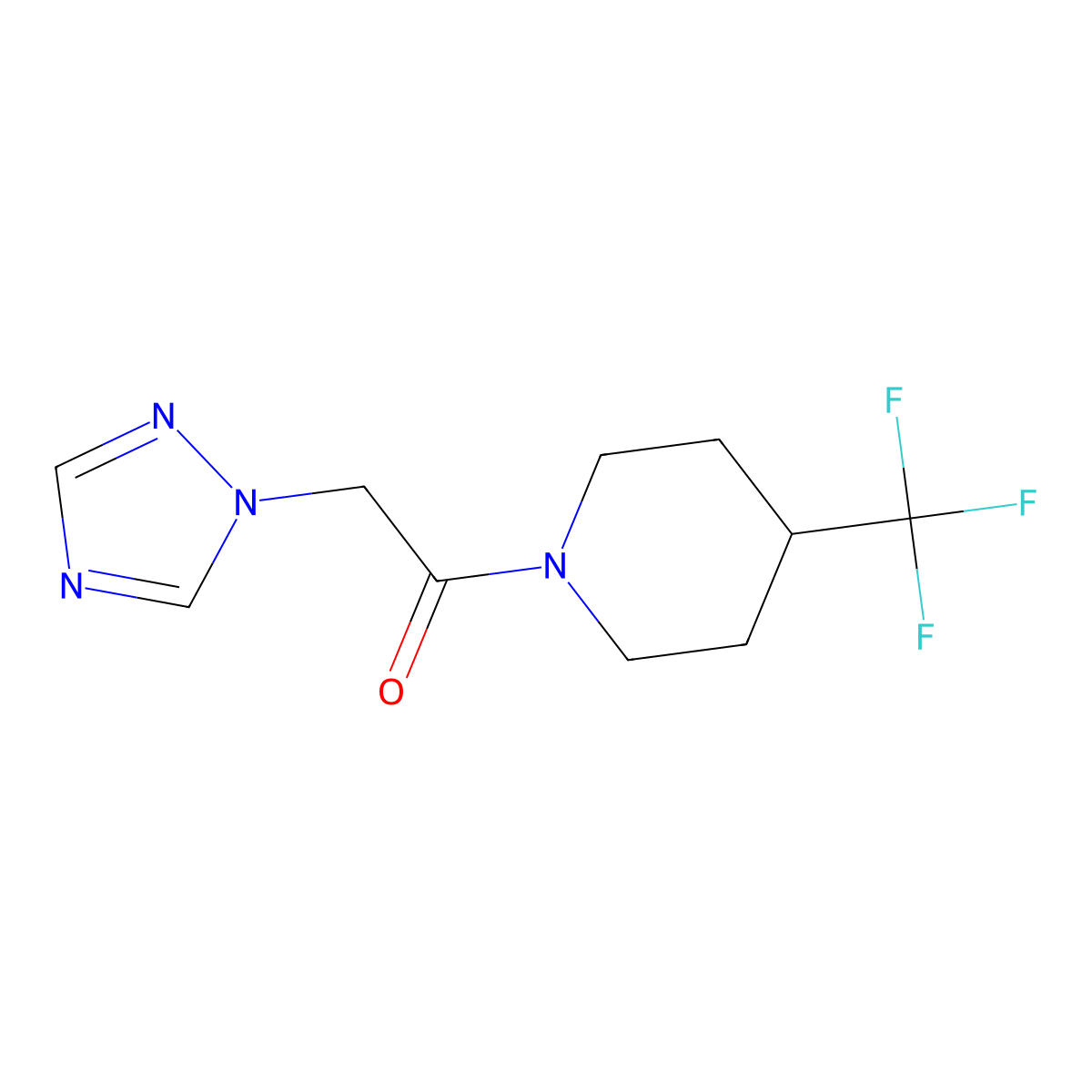 2-(1H-1,2,4-triazol-1-yl)-1-[4-(trifluoromethyl)piperidin-1-yl]ethan-1-one molecular structure, CAS 2097898-00-3