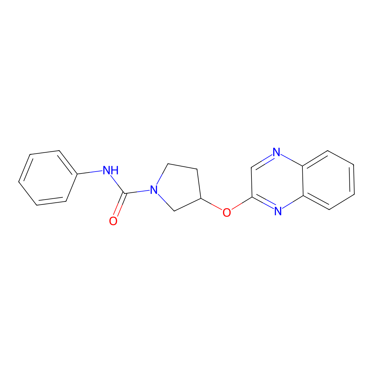 N-phenyl-3-(quinoxalin-2-yloxy)pyrrolidine-1-carboxamide molecular structure, CAS 2097898-01-4