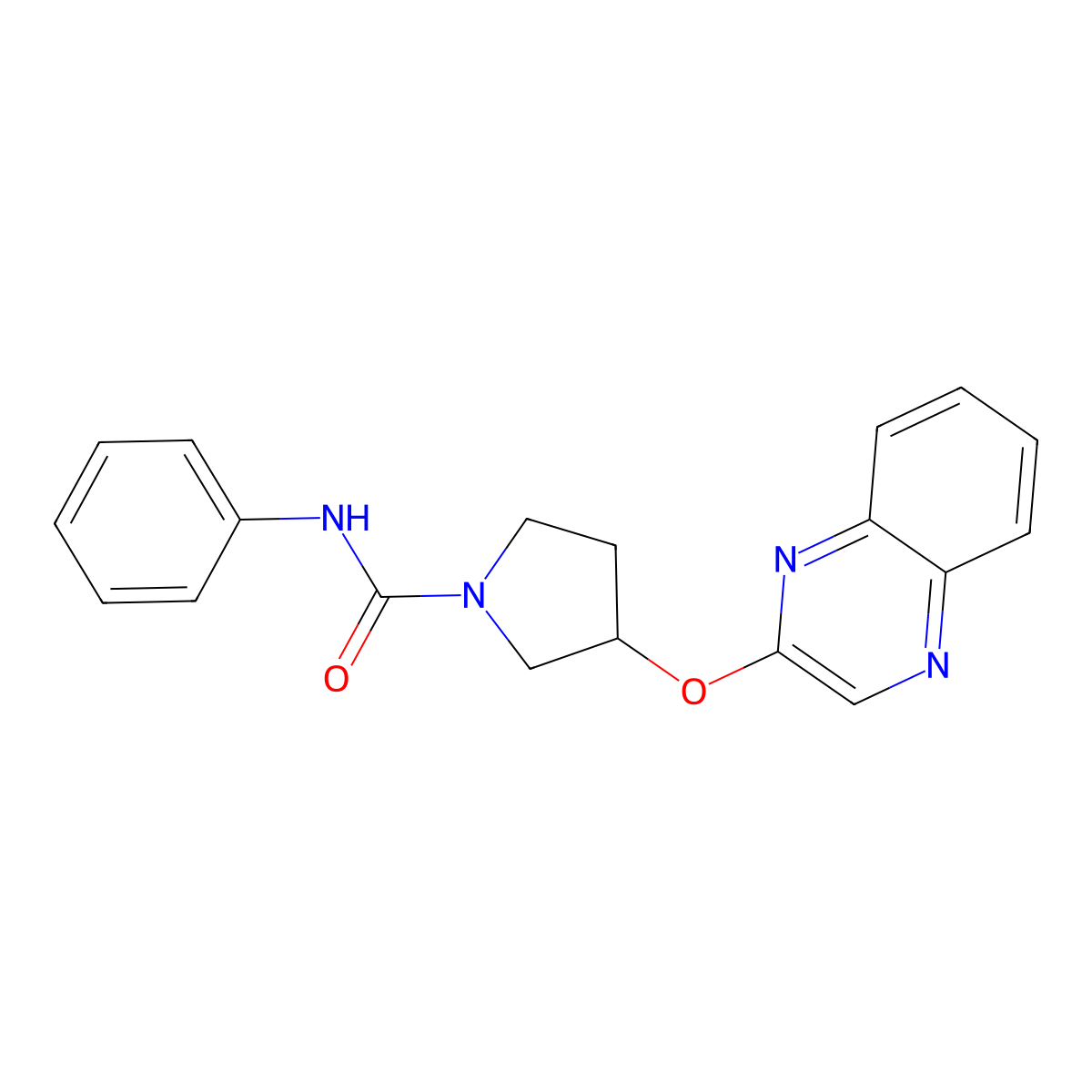 N-phenyl-3-(quinoxalin-2-yloxy)pyrrolidine-1-carboxamide molecular structure, CAS 2097898-01-4