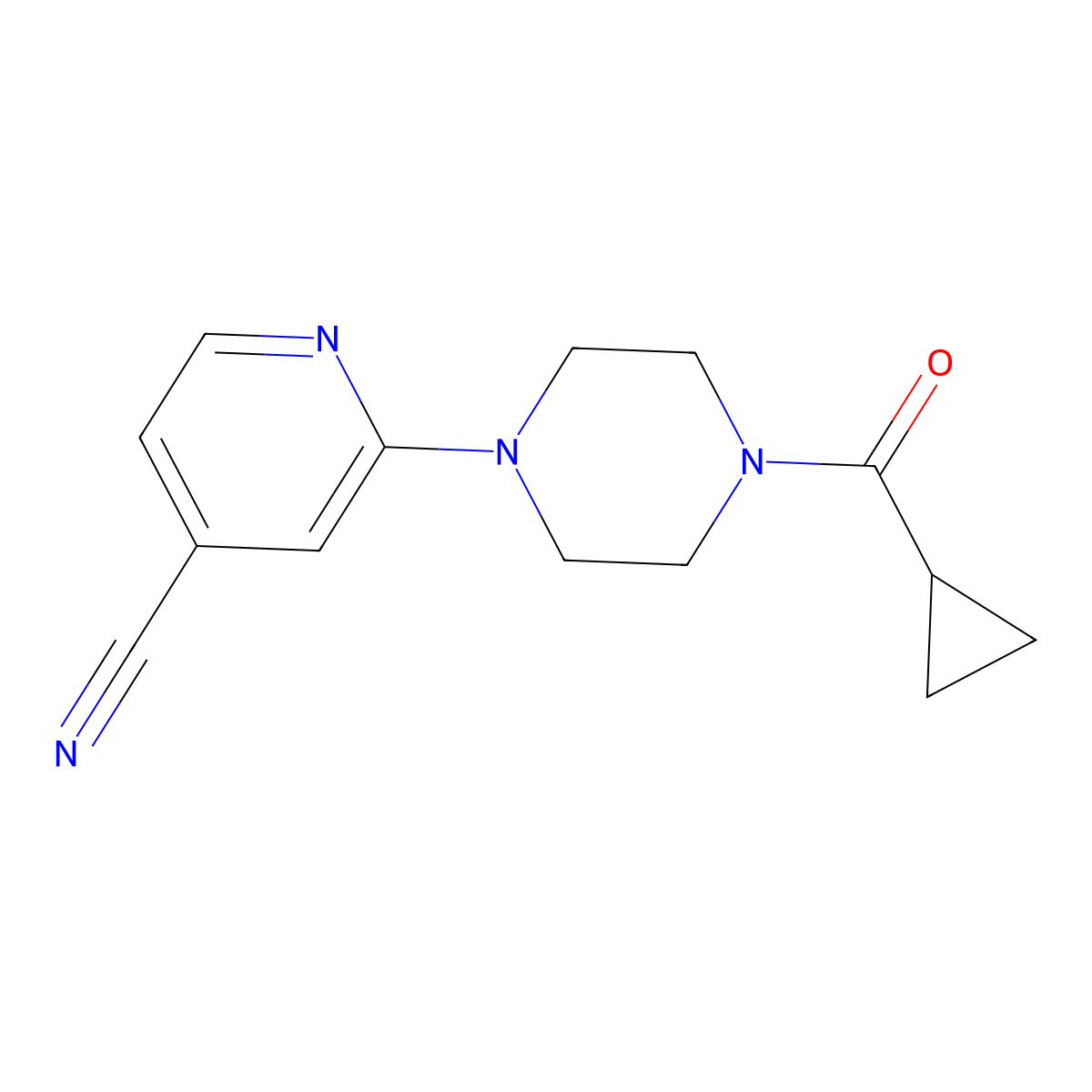 2-(4-Cyclopropanecarbonylpiperazin-1-yl)pyridine-4-carbonitrile molecular structure, CAS 2097898-02-5
