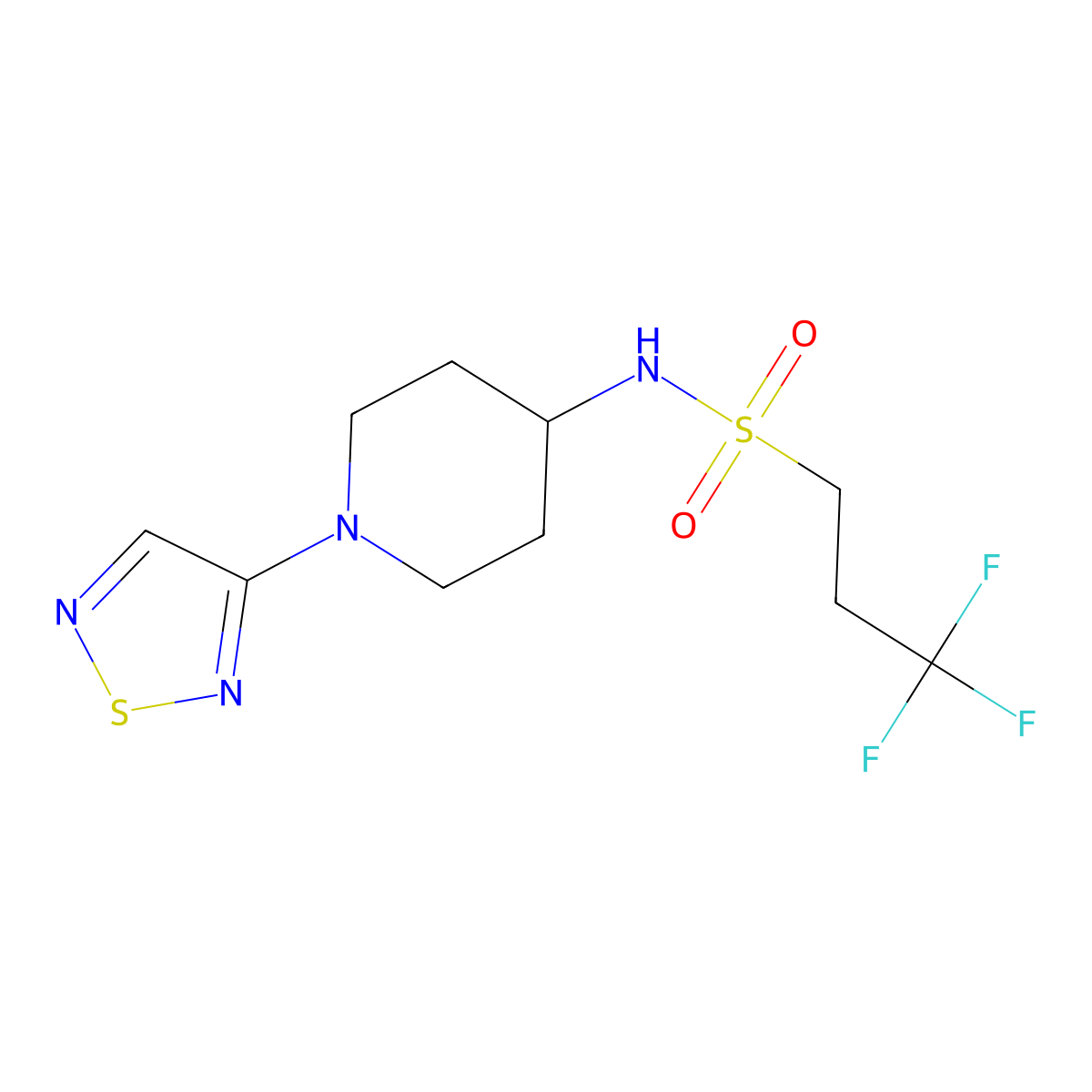 3,3,3-trifluoro-N-[1-(1,2,5-thiadiazol-3-yl)piperidin-4-yl]propane-1-sulfonamide molecular structure, CAS 2097898-05-8