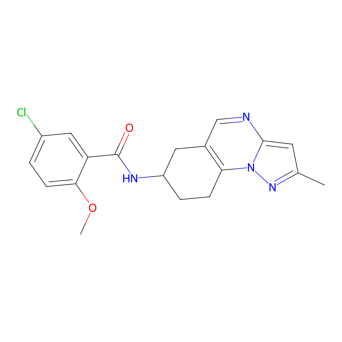 5-chloro-2-methoxy-N-{2-methyl-6H,7H,8H,9H-pyrazolo[1,5-a]quinazolin-7-yl}benzamide molecular structure, CAS 2097898-14-9