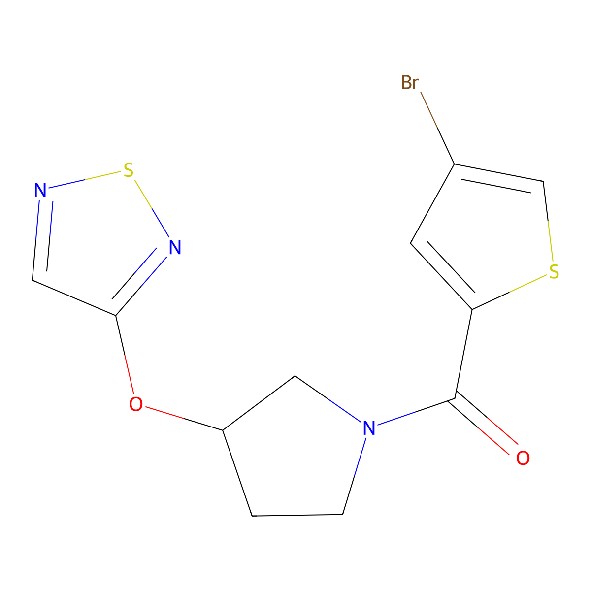 3-{[1-(4-Bromothiophene-2-carbonyl)pyrrolidin-3-yl]oxy}-1,2,5-thiadiazole molecular structure, CAS 2097898-22-9