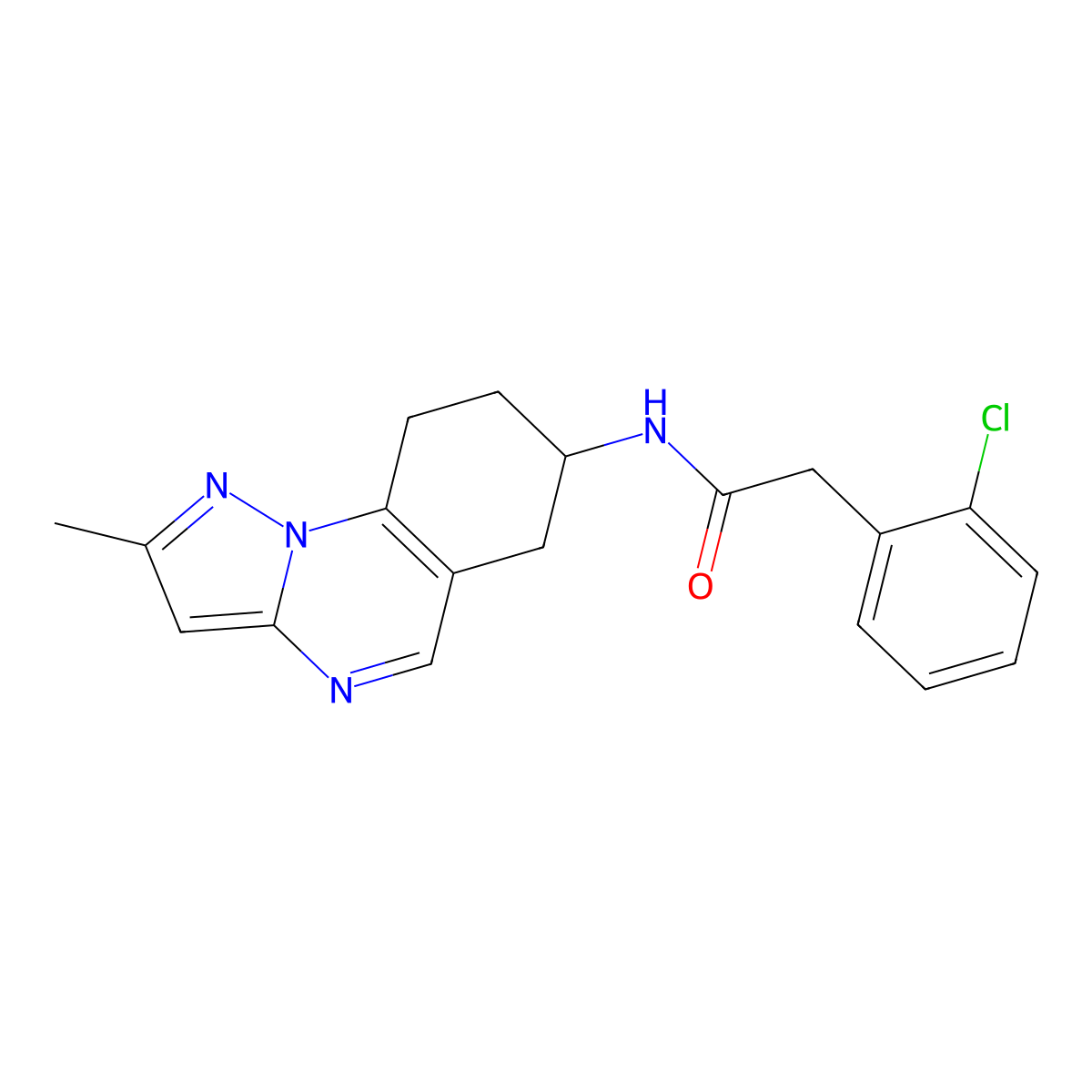 2-(2-chlorophenyl)-N-{2-methyl-6H,7H,8H,9H-pyrazolo[1,5-a]quinazolin-7-yl}acetamide molecular structure, CAS 2097898-26-3