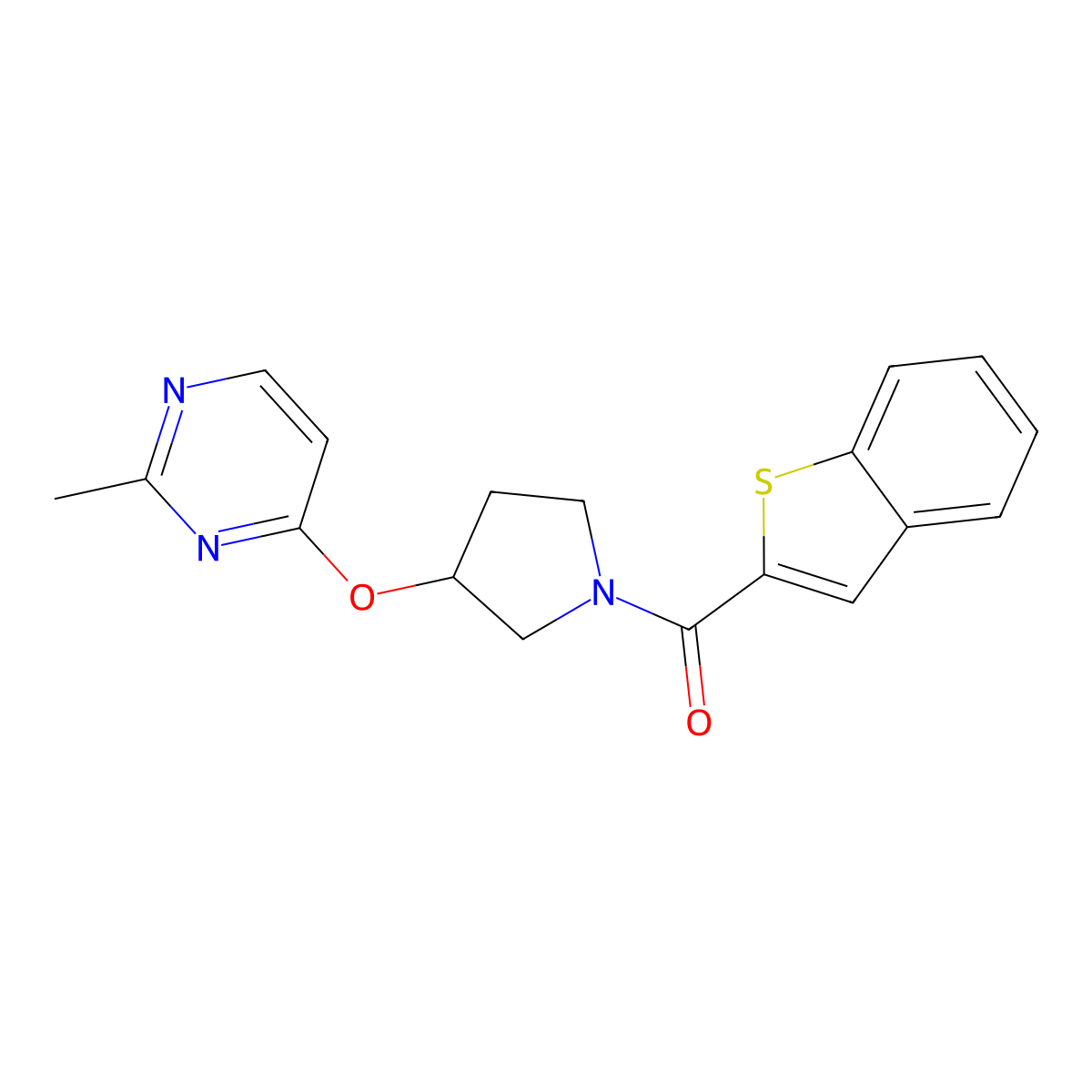 4-{[1-(1-Benzothiophene-2-carbonyl)pyrrolidin-3-yl]oxy}-2-methylpyrimidine molecular structure, CAS 2097898-27-4