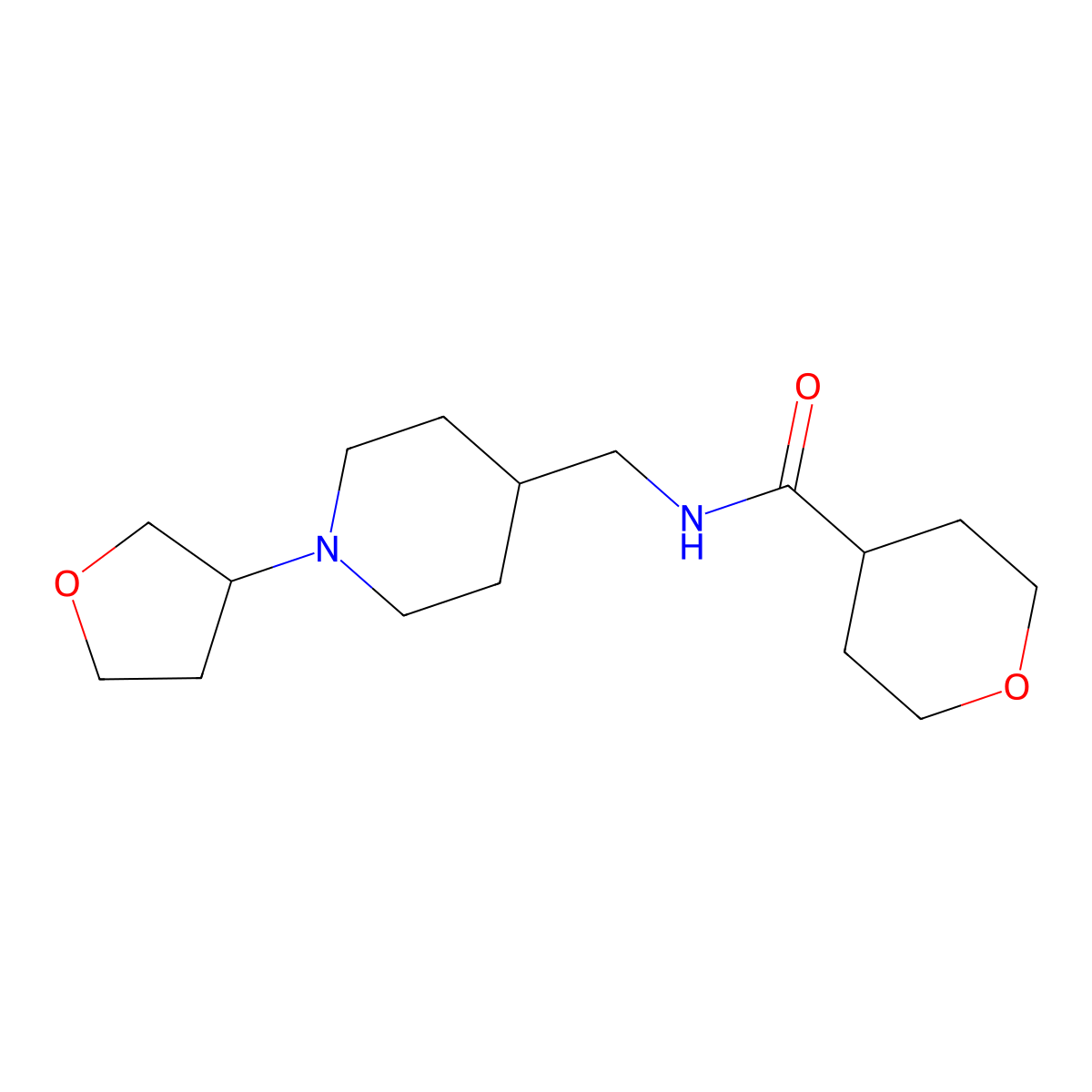 N-{[1-(oxolan-3-yl)piperidin-4-yl]methyl}oxane-4-carboxamide molecular structure, CAS 2097898-30-9