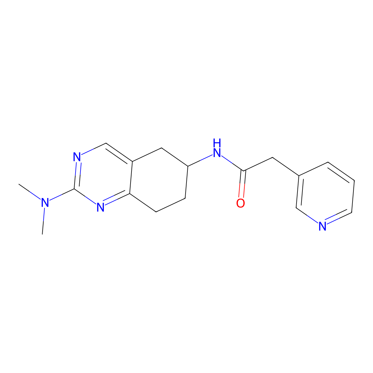 N-[2-(dimethylamino)-5,6,7,8-tetrahydroquinazolin-6-yl]-2-(pyridin-3-yl)acetamide molecular structure, CAS 2097898-33-2