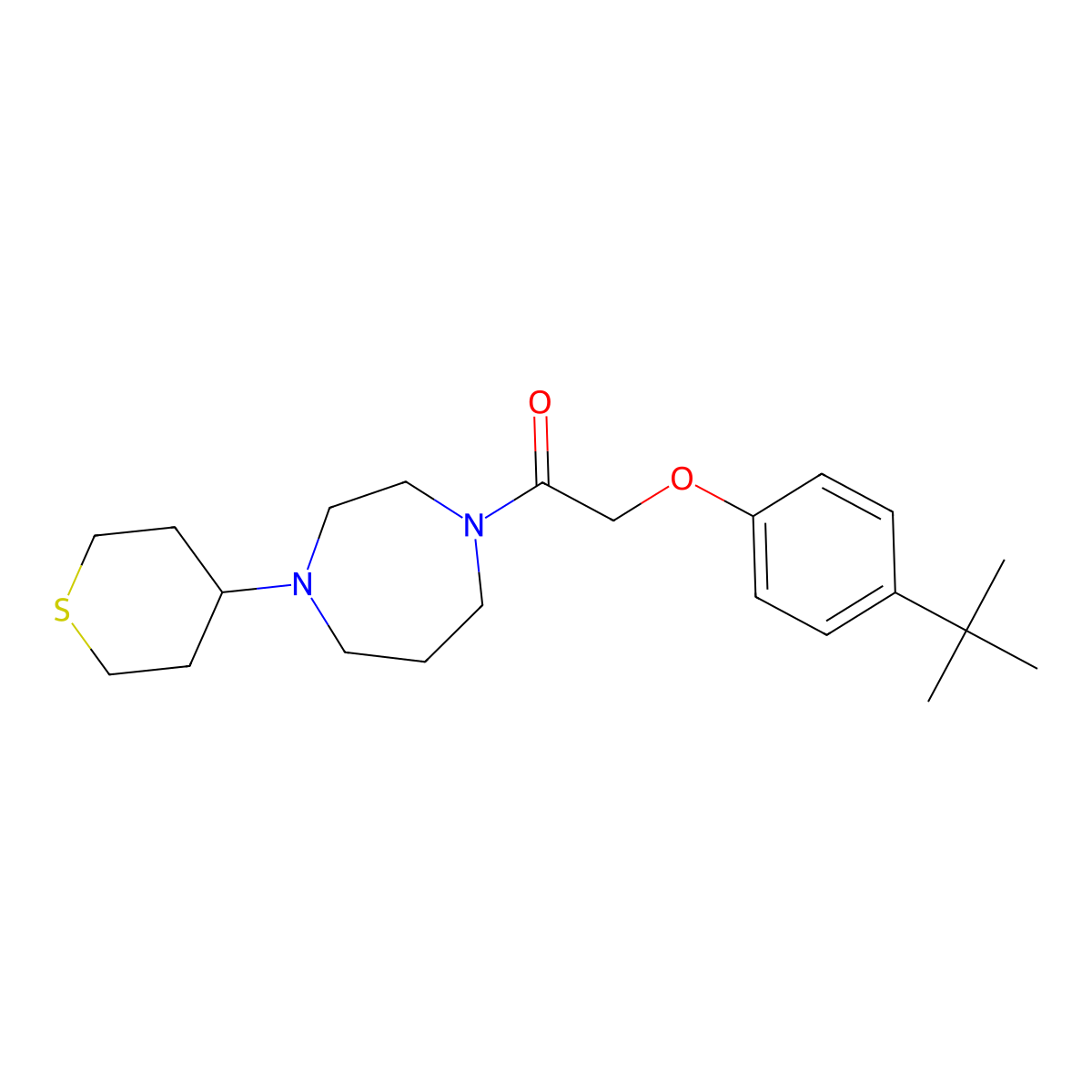 2-(4-Tert-butylphenoxy)-1-[4-(thian-4-yl)-1,4-diazepan-1-yl]ethan-1-one molecular structure, CAS 2097898-38-7